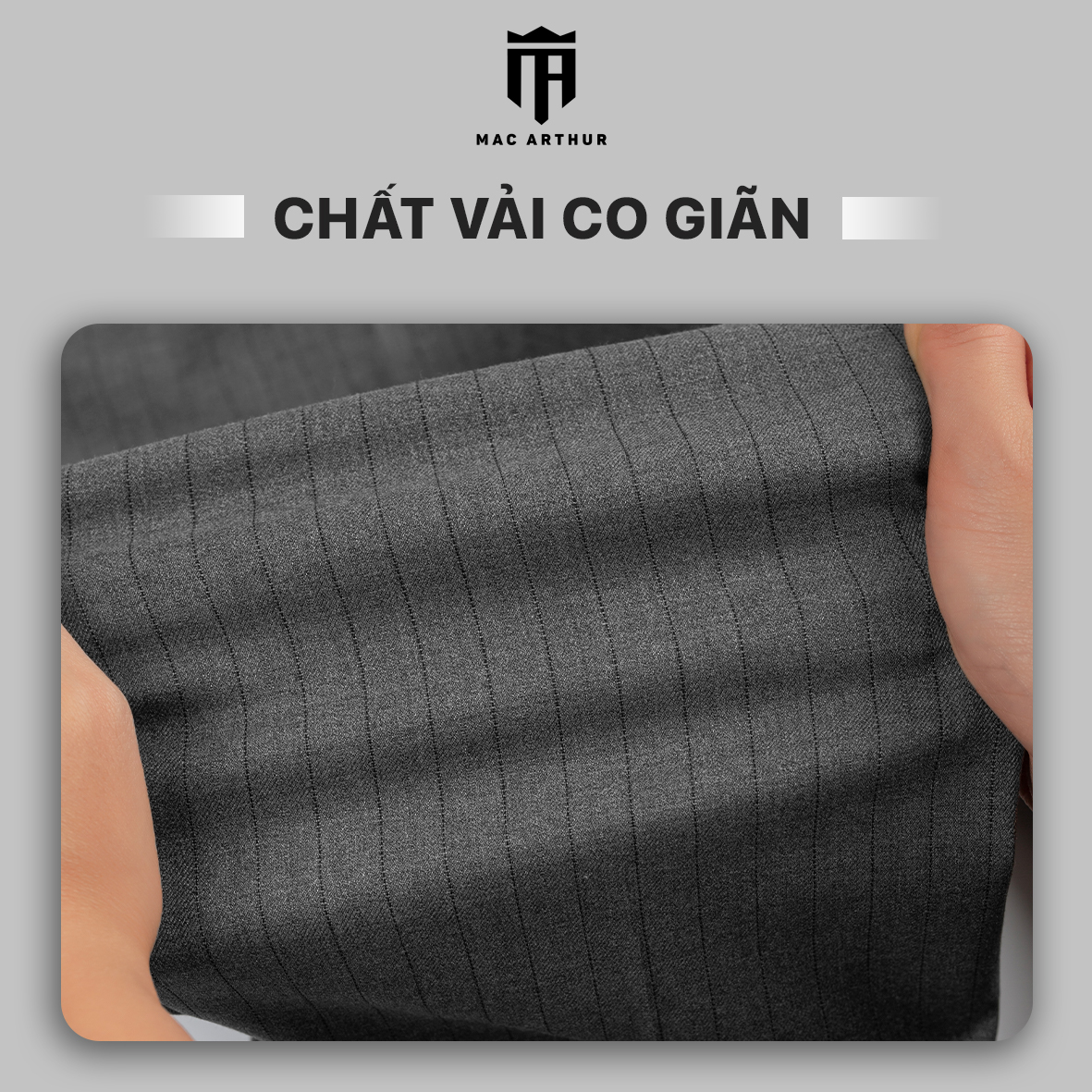 Mô tả Quần tây kẻ dọc nam chính hãng MAC ARTHUR form slimcrop vải dày chống nhăn, mềm mịn, co giãn tốt - 2