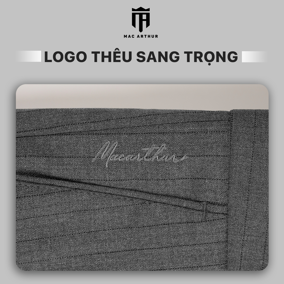 Mô tả Quần tây kẻ dọc nam chính hãng MAC ARTHUR form slimcrop vải dày chống nhăn, mềm mịn, co giãn tốt - 3