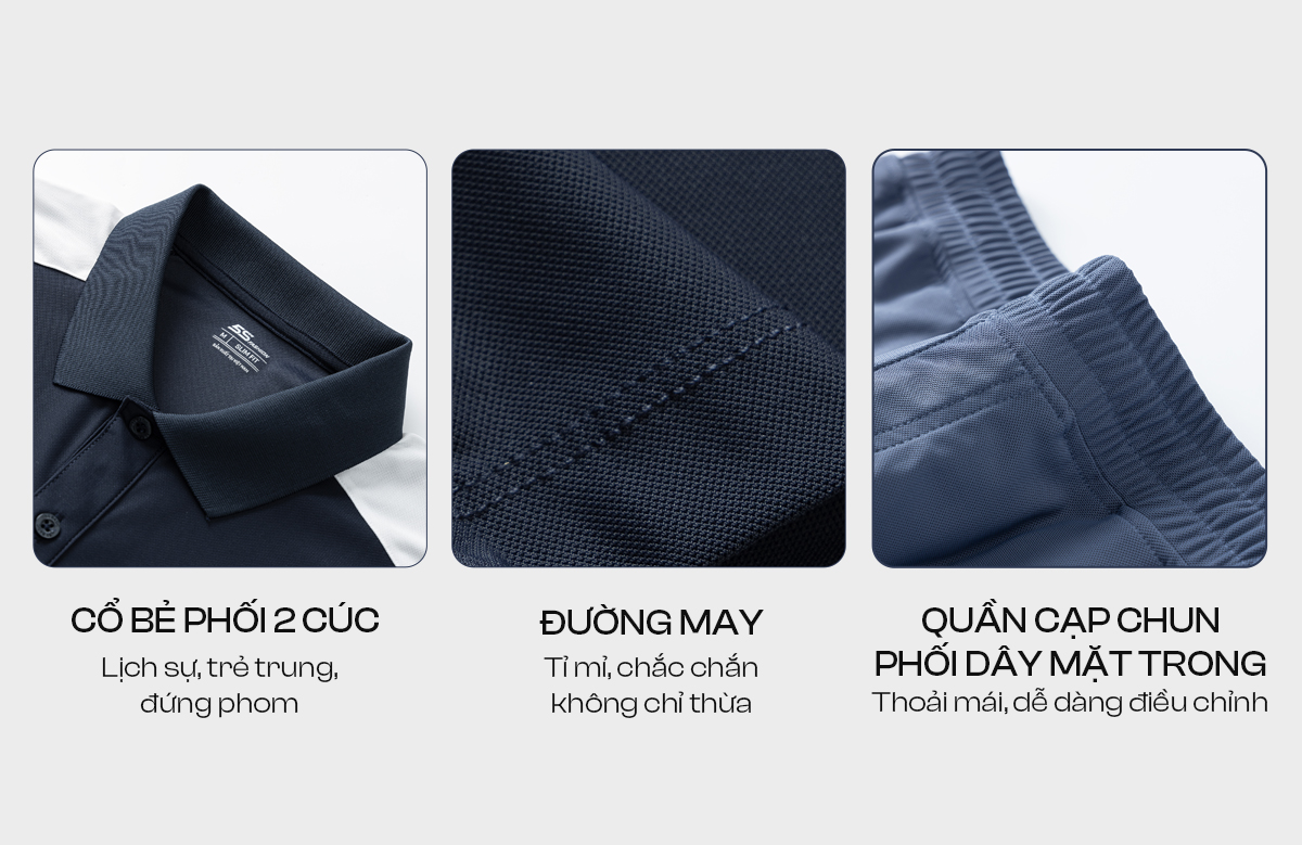 Mô tả Bộ Quần Áo Nam Polo AIR-COOL Mùa Hè 5S FASHION Nhẹ Mát, Phong Cách Thể Thao, Thiết Kế Can Phối Khỏe Khoắn (BAPC24005) - 3
