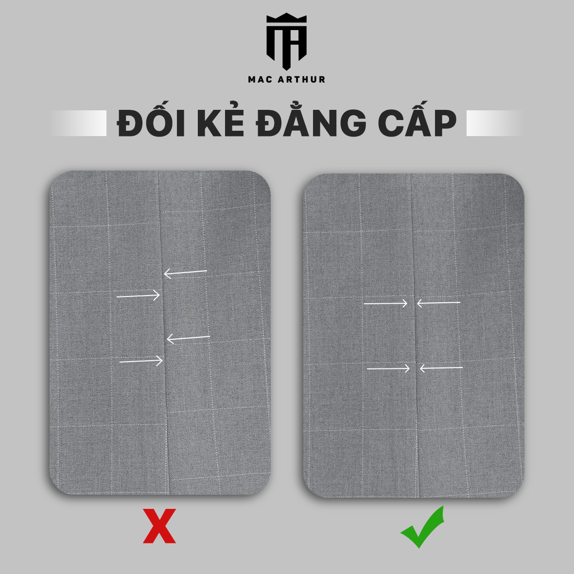 Mô tả Quần âu nam kẻ vuông  MAC ARTHUR chất vải Gỗ Sồi cao cấp, mềm mịn, mát lạnh, chống nhăn, co giãn - 2