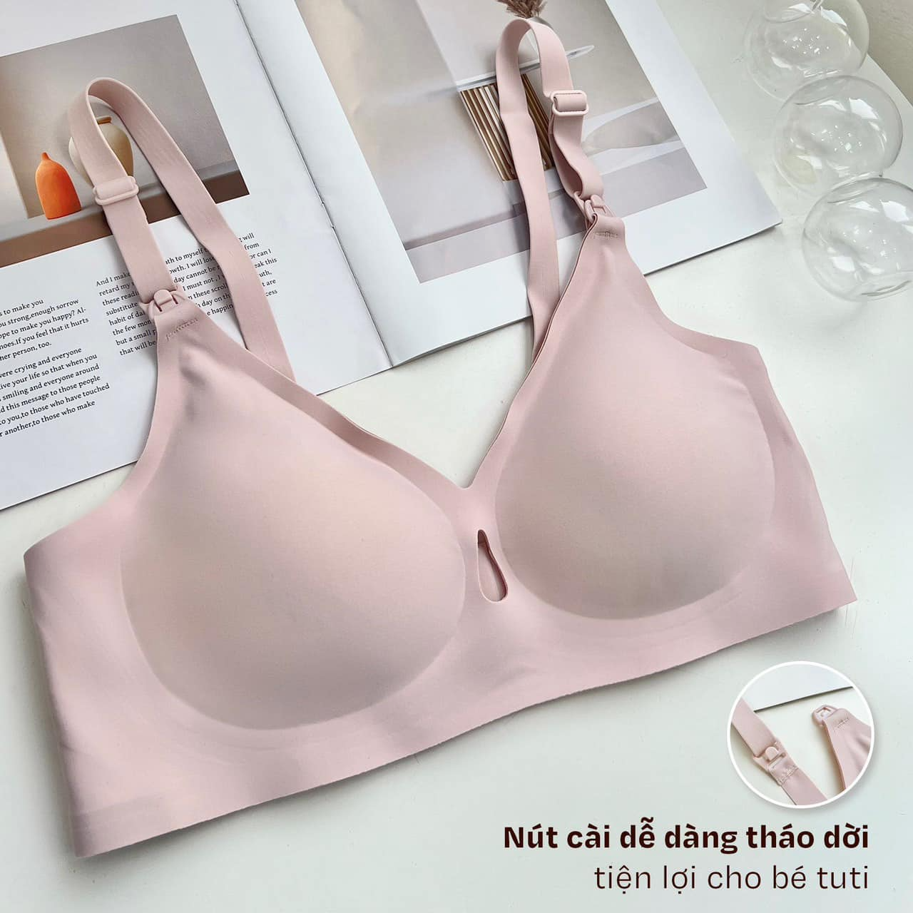 Mô tả Áo lót bầu gom ngực, nâng ngực siêu nhẹ không gọng chống chảy xệ chất liệu su co giãn đàn hồi áo ngực A27 L'AMME - 2