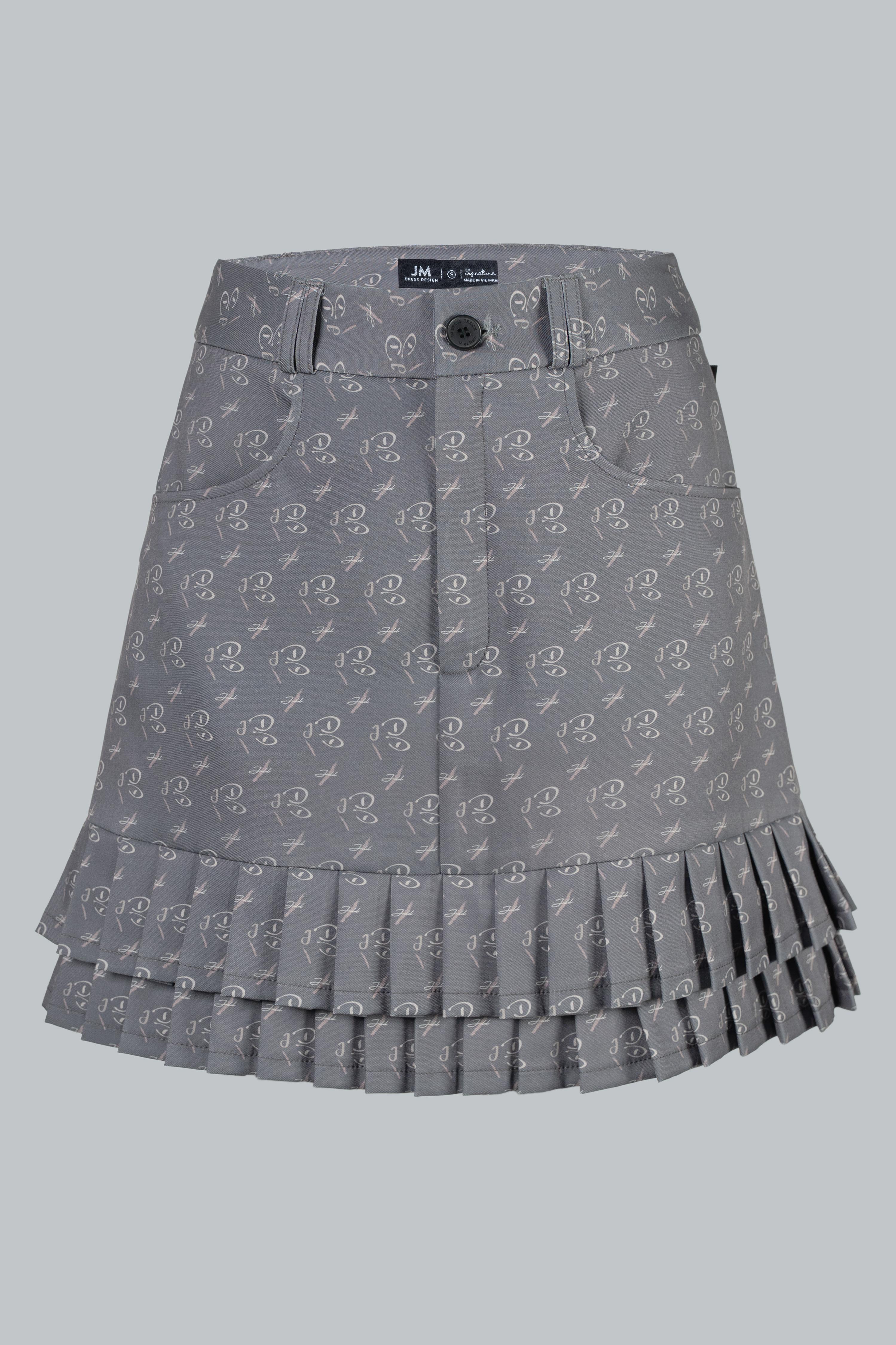 Mô tả Set Áo croptop cổ đức cách điệu đính nơ in họa tiết 2T06.2502K, Chân váy họa tiết xếp ly 2 tầng 4S06.2502K, Set Monogram - 6