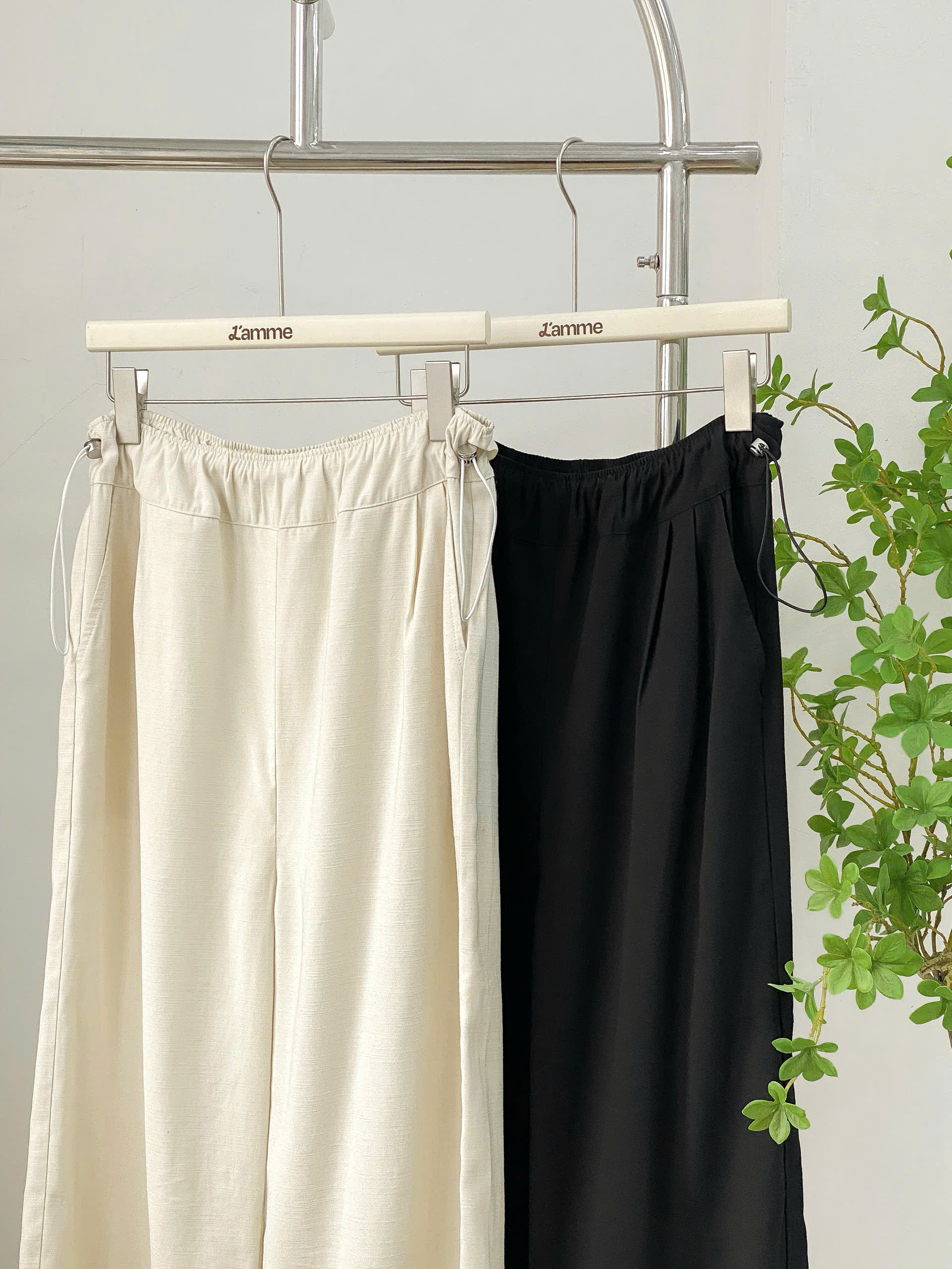 Mô tả Quần bầu ống suông form rộng Uni Pants lưng chun, chất liệu đũi xước Hàn, mát lạnh dành cho cả bầu và không bầu BY LAMME - 2