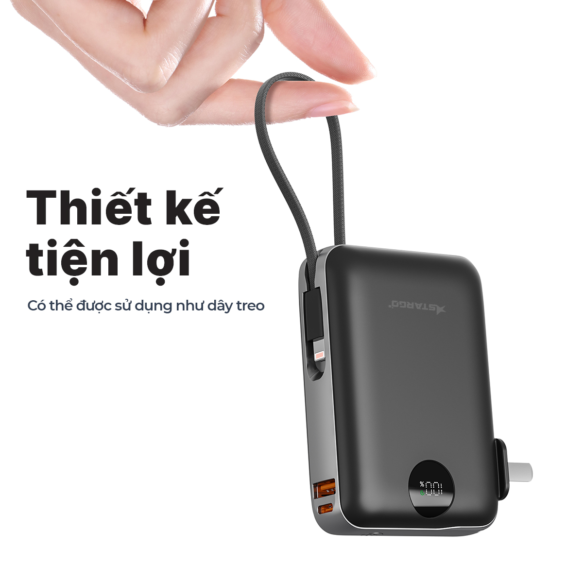 Mô tả Pin dự phòng StarGO Star X1 dung lượng 10000mAh công suất 22.5W tích hợp 2 cáp lighting và type-c - 3
