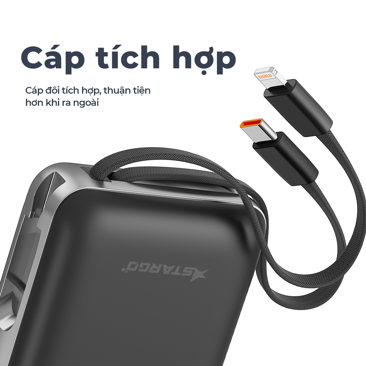 Mô tả Pin dự phòng StarGO Star X1 dung lượng 10000mAh công suất 22.5W tích hợp 2 cáp lighting và type-c - 4