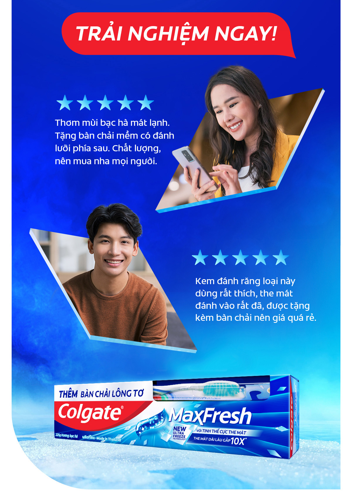 Mô tả Bộ 2 Kem đánh răng Colgate Maxfresh bạc hà the mát 225g/tuýp tặng bàn chải - 5