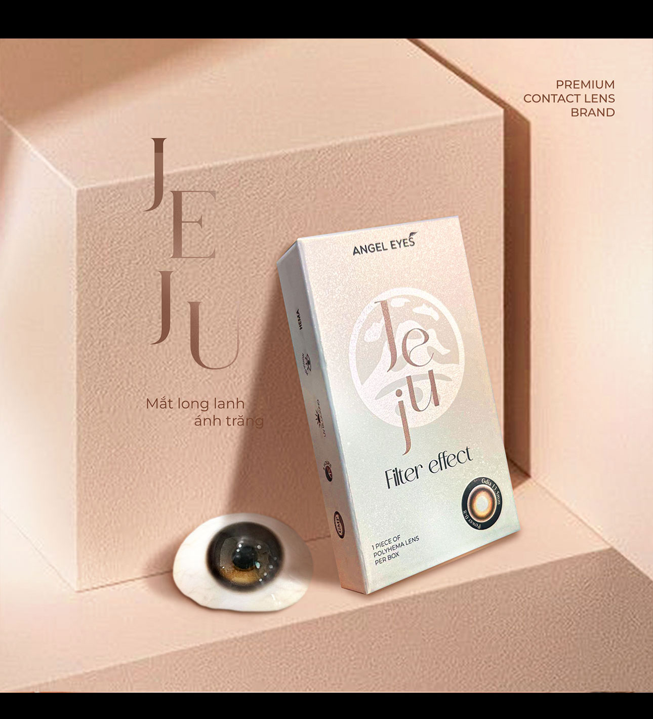 Mô tả Lens nâu có độ cận Angel Eyes JEJU hiệu ứng loang màu mắt ướt, kính áp tròng màu nâu trăng khuyết filter đang thịnh hành - 4