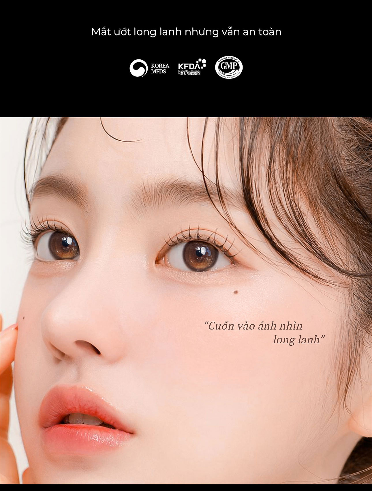 Mô tả Lens nâu có độ cận Angel Eyes JEJU hiệu ứng loang màu mắt ướt, kính áp tròng màu nâu trăng khuyết filter đang thịnh hành - 5