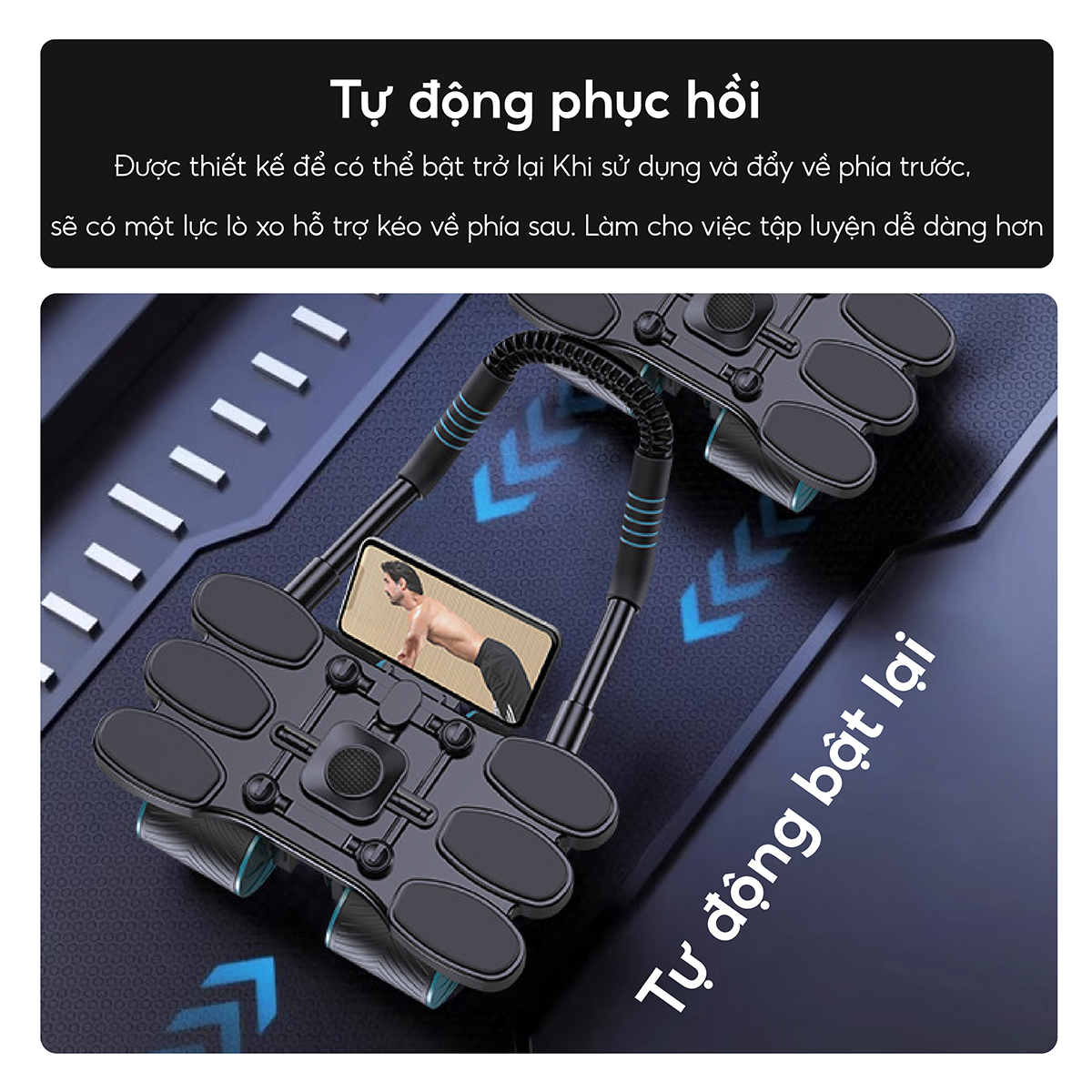 Mô tả Tặng tấm lót [RW099] - Dụng cụ tập bụng 4 bánh ,Con lăn cao cấp đa năng  hỗ trợ thon gọn, săn chắc - 7