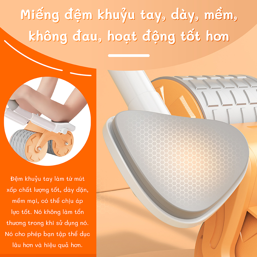 Mô tả Tặng tấm lót [RW001] -Con lăn hỗ trợ tập bụng, GIúp săn chắc, giảm vòng eo, màu Đen - 3