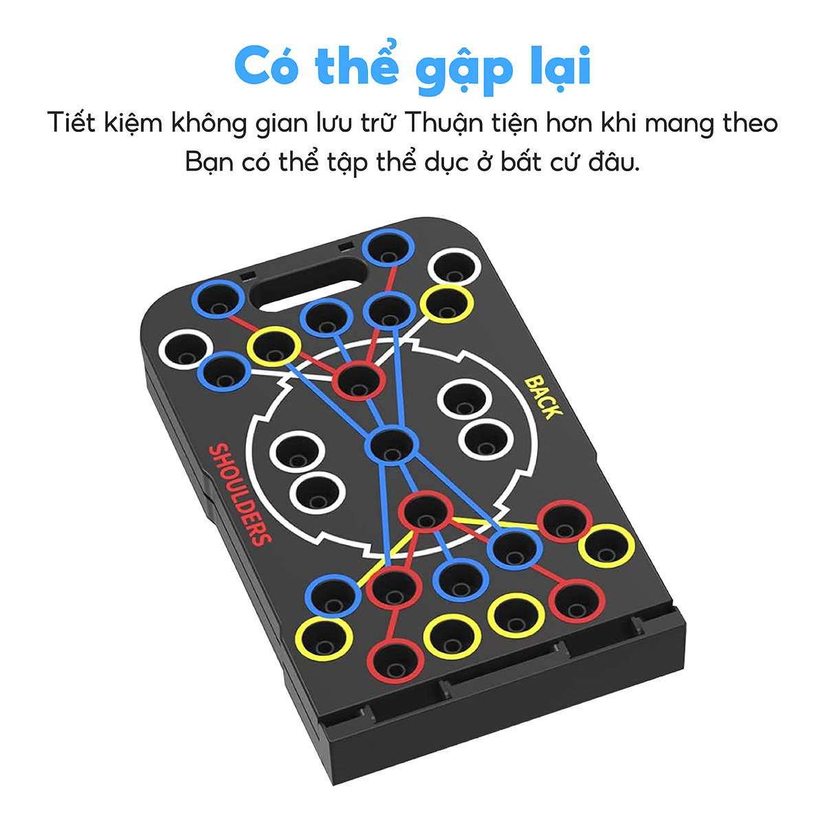 Mô tả BG- RH006 Dụng Cụ Tập Hít Đất Chống Đẩy Có Vạch Kẻ Màu Theo Nhóm Cơ 50 lỗ gắn hỗ trợ 25 kiểu tập - 2