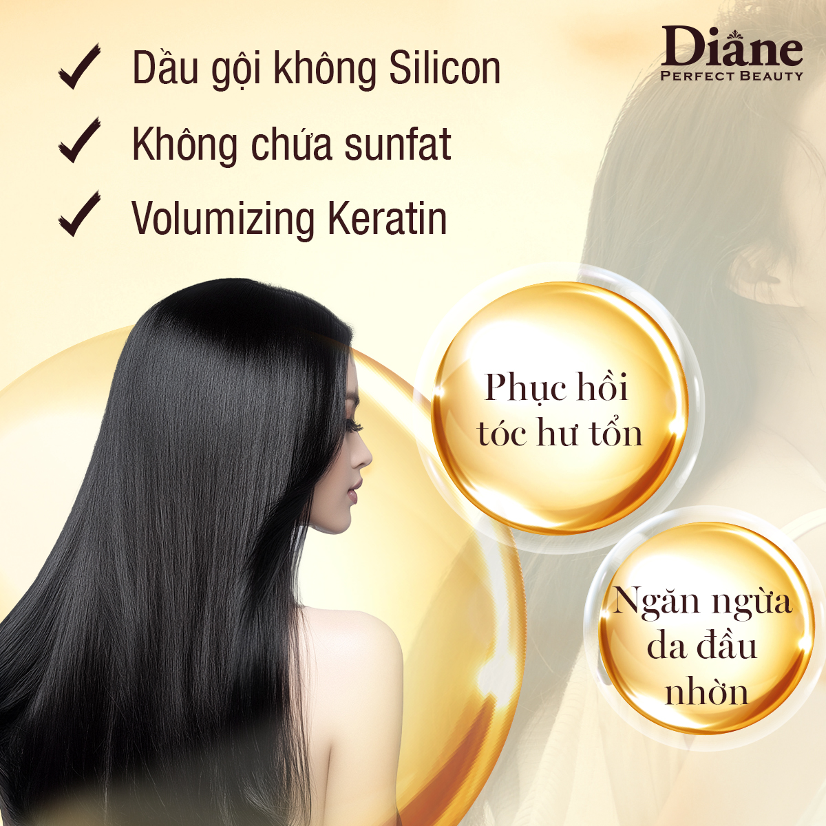 Mô tả Combo dầu gội xả phồng tóc hỗ trợ mọc tóc phục hồi khô xơ Moist Diane Extra Volume & Scalp 450ml*2 - 2