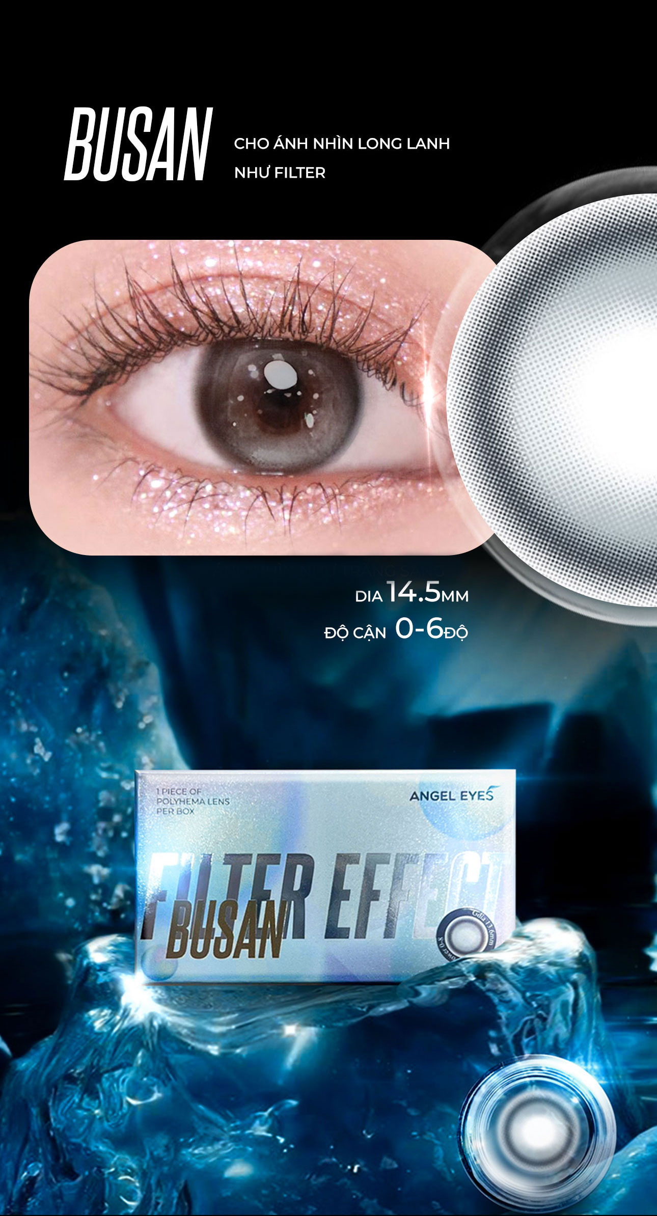 Mô tả Lens xám có độ cận Angel Eyes BUSAN hiệu ứng loang màu như mắt ướt lens filter đang thịnh hành trên tốp tốp - 2