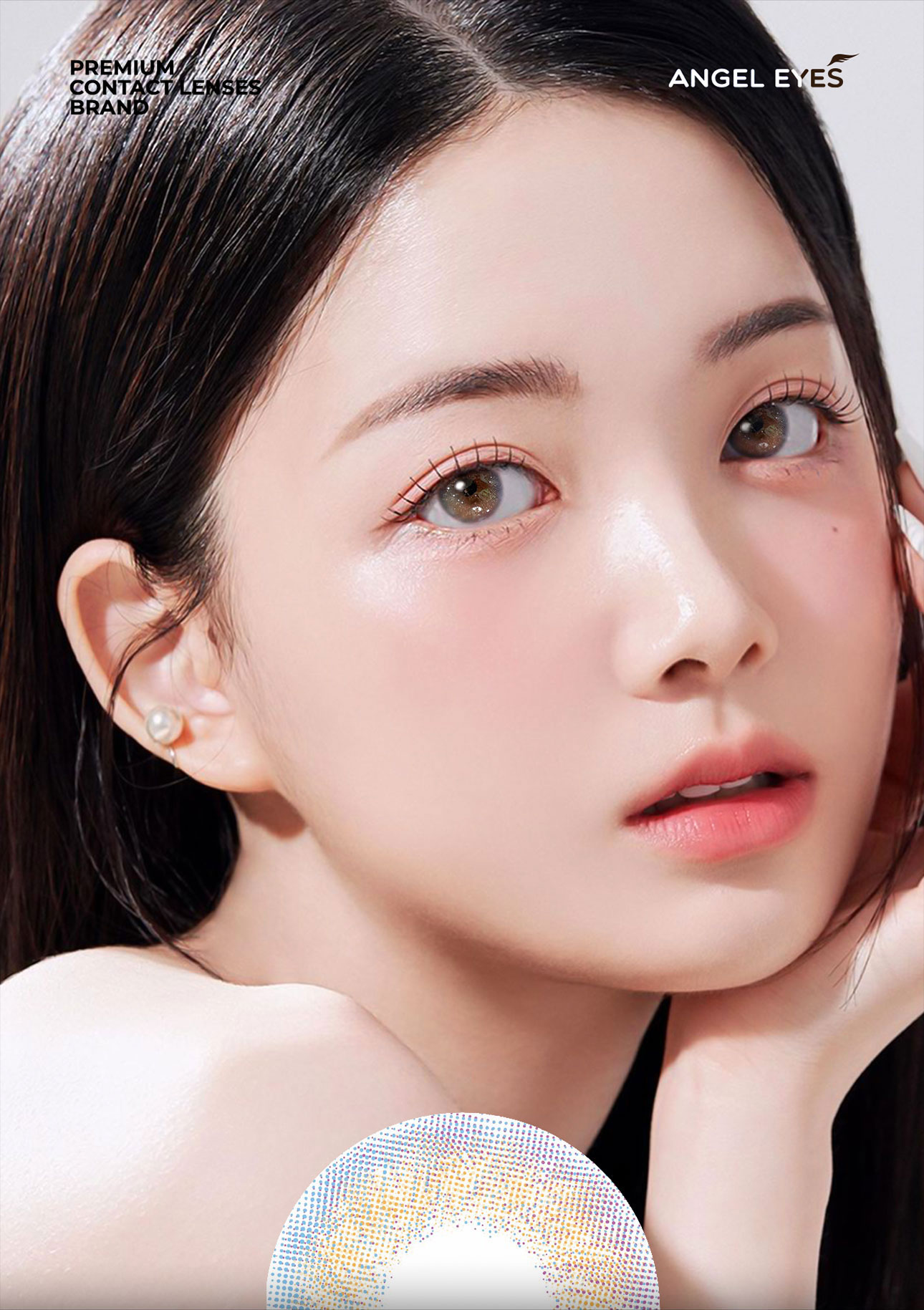 Mô tả Lens nâu tự nhiên có độ cận 0-8 N’Rosa VividBrown cao cấp Angel Eyes phân phối | Kính áp tròng cận màu nâu cho mắt thở - 1