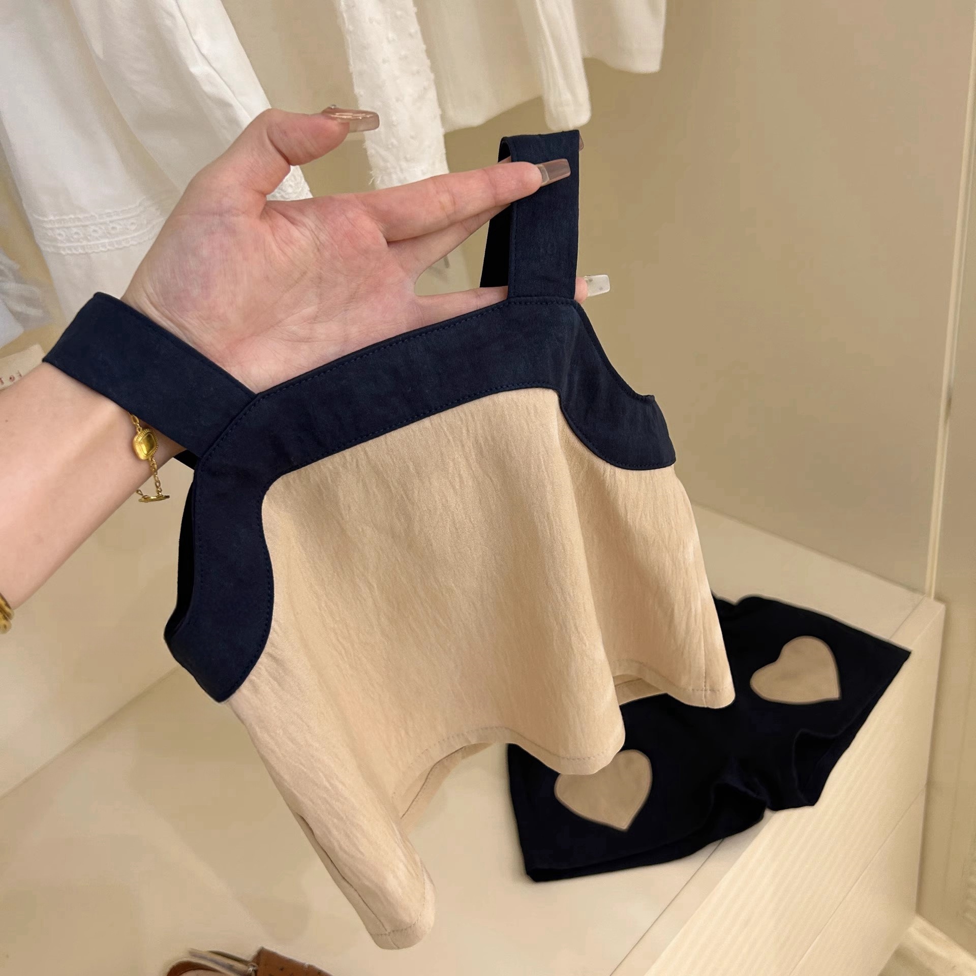 Mô tả Set Bộ Áo 2 Dây Crop-top Quần Đùi Túi Trái Tim Cho Bé Gái 1-7 Tuổi MINTSCLOSET Quảng Châu - GA2335 - 6
