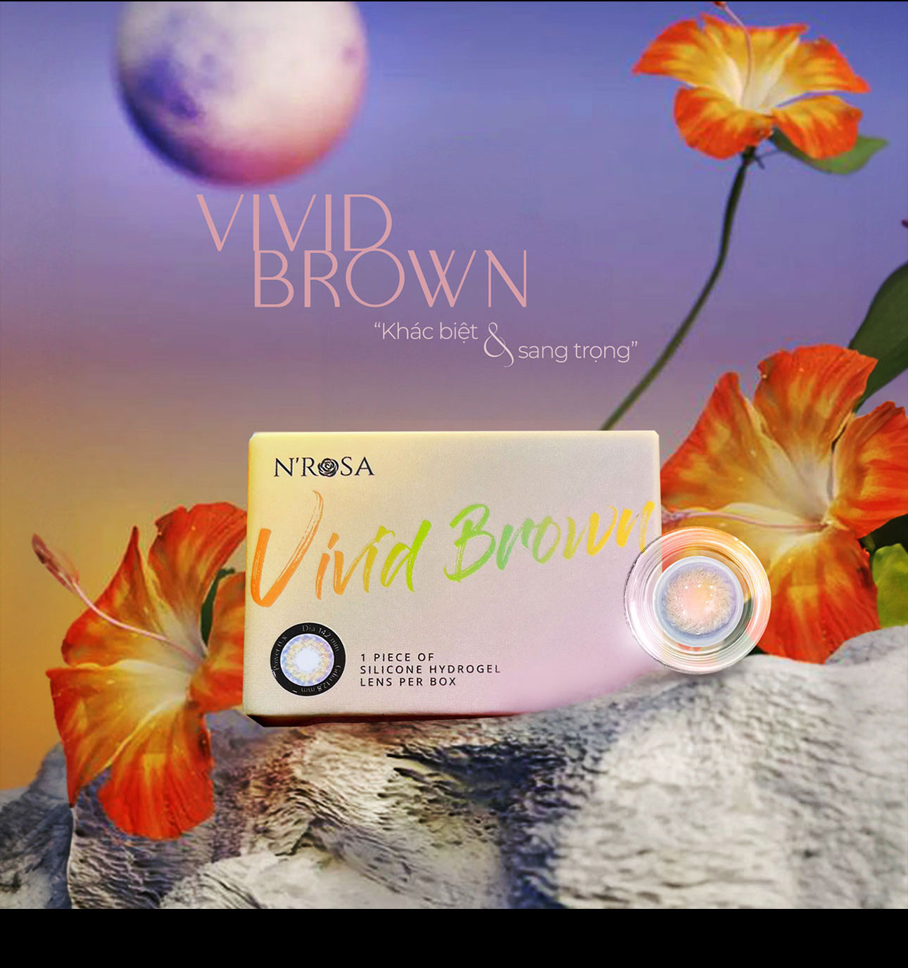 Mô tả Lens nâu tự nhiên có độ cận 0-8 N’Rosa VividBrown cao cấp Angel Eyes phân phối | Kính áp tròng cận màu nâu cho mắt thở - 4