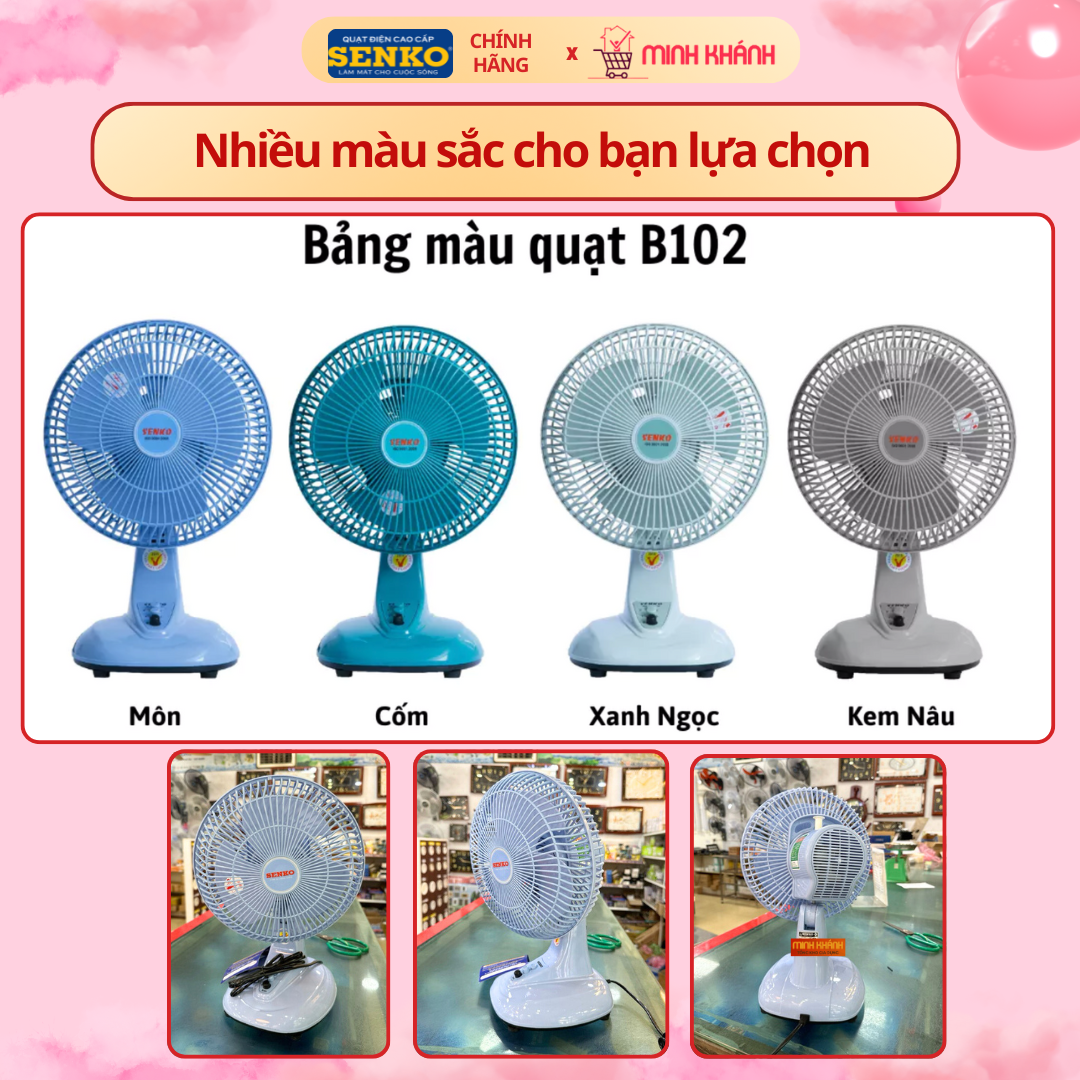 Quạt bàn mini 3 cánh Senko B102 - Nhỏ gọn, êm ái, gió mạnh, màu sắc ...