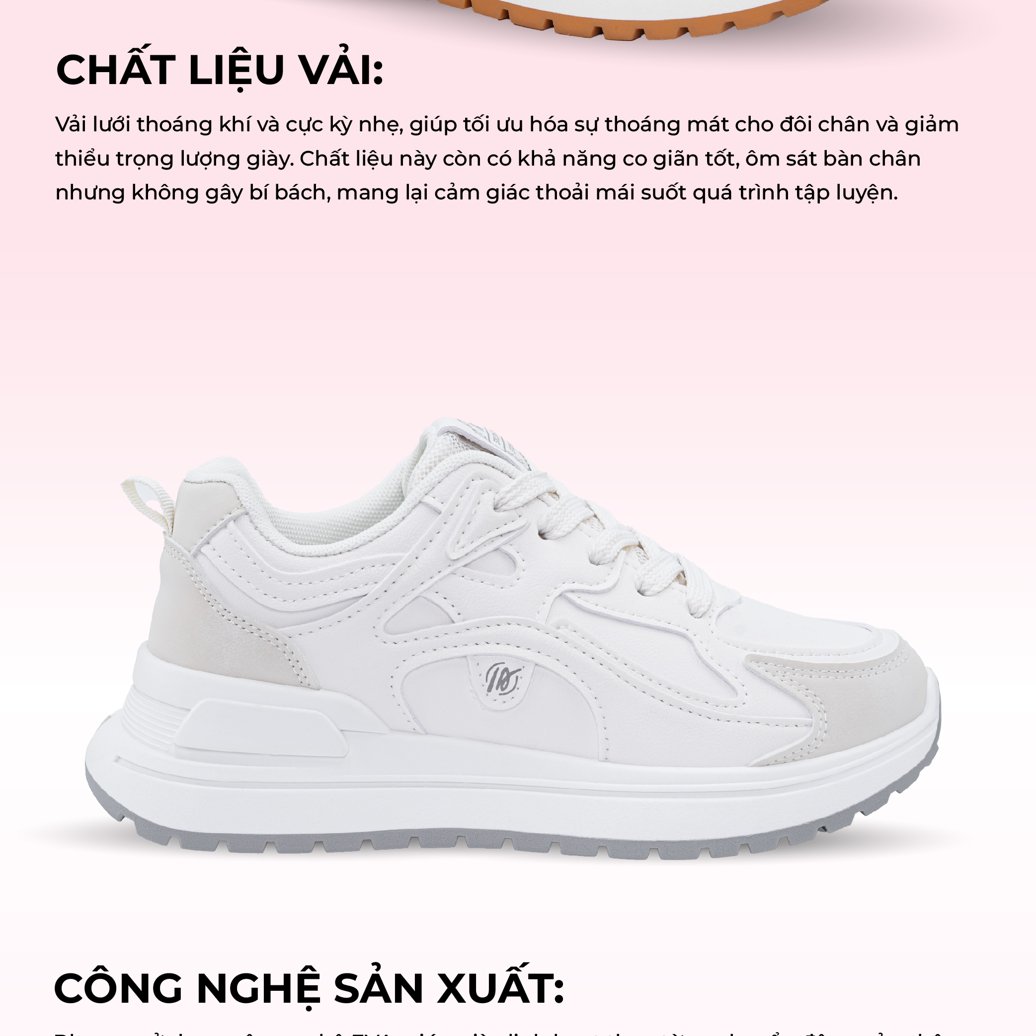 Mô tả Giày Nữ Thể Thao, Chạy Bộ, Tập Gym, Pickleball Phong Cách Bloomz Nhẹ Êm Mềm Mại Thoáng Khí 68881 - 4