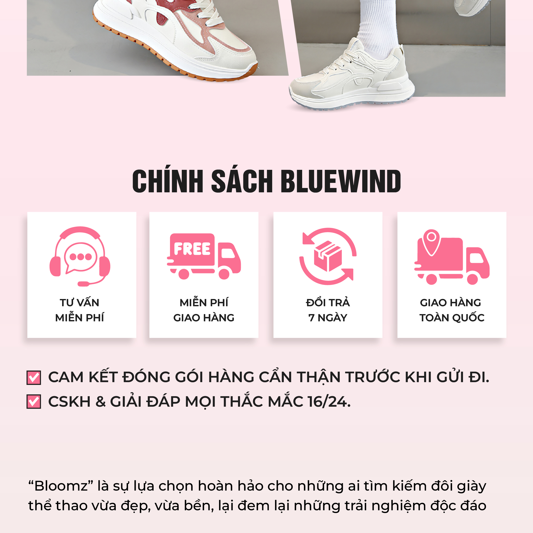 Mô tả Giày Nữ Thể Thao, Chạy Bộ, Tập Gym, Pickleball Phong Cách Bloomz Nhẹ Êm Mềm Mại Thoáng Khí 68881 - 10