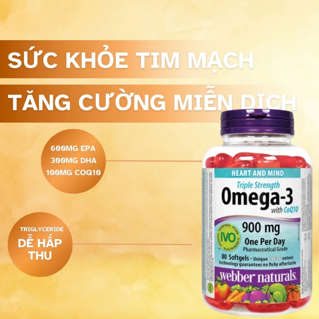 Mô tả Viên Uống Omega3, Viên Uống Dầu Cá Hỗ Trợ Sức Khỏe Webber Naturals Triple Strength Omega-3 / Omega-3 With CoQ10 - 1