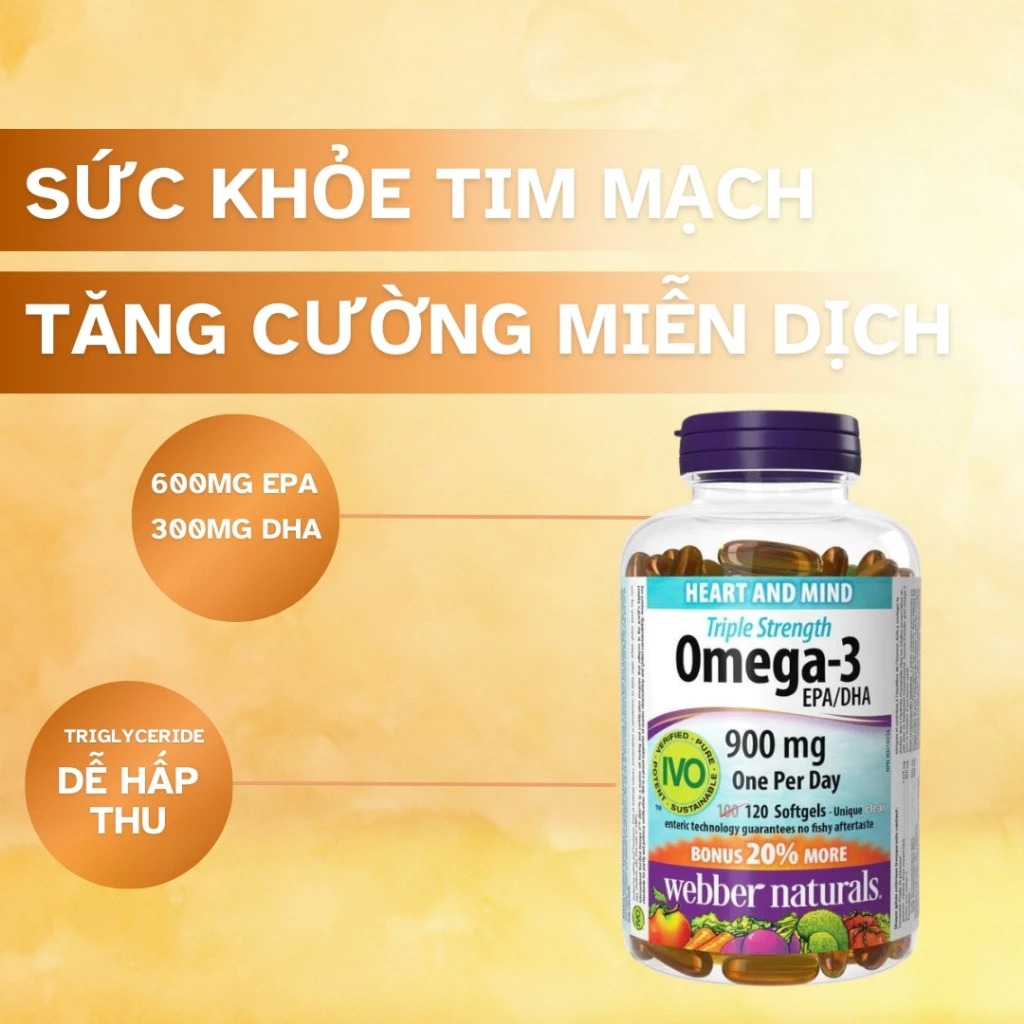 Mô tả Viên Uống Omega3, Viên Uống Dầu Cá Hỗ Trợ Sức Khỏe Webber Naturals Triple Strength Omega-3 / Omega-3 With CoQ10 - 3