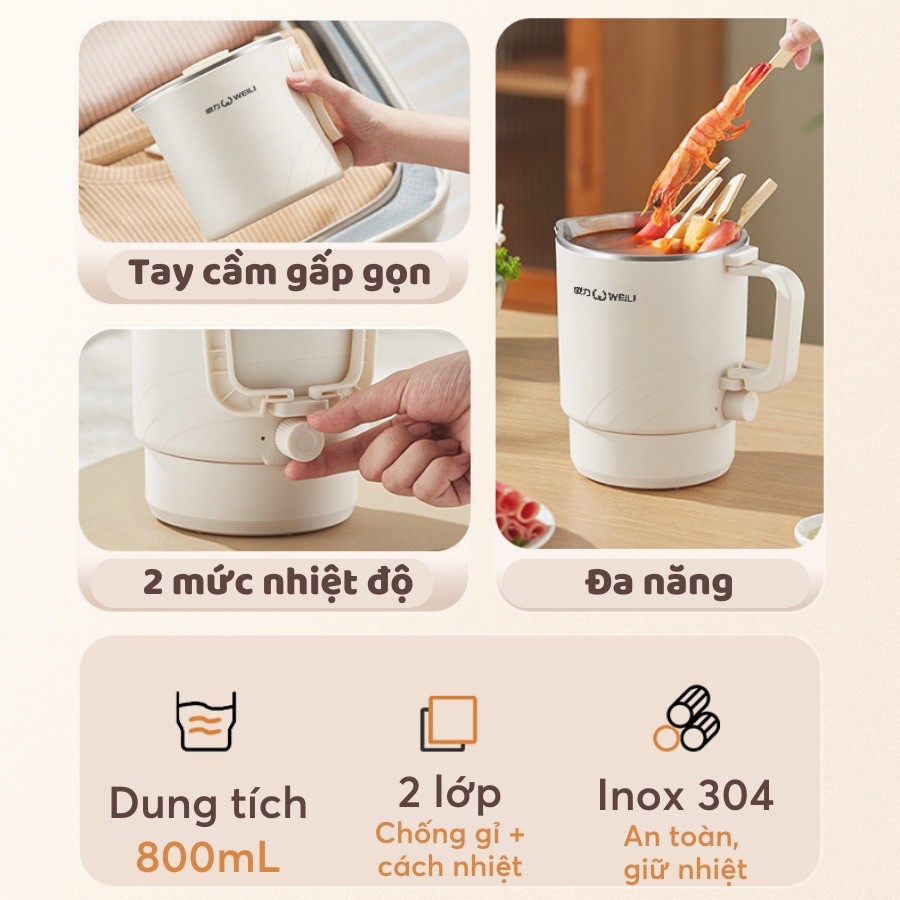 Ấm Điện Đun Nước Siêu Tốc Mini 600W, Ấm Siếu Tốc Gấp Gọn Mang Du Lịch ...