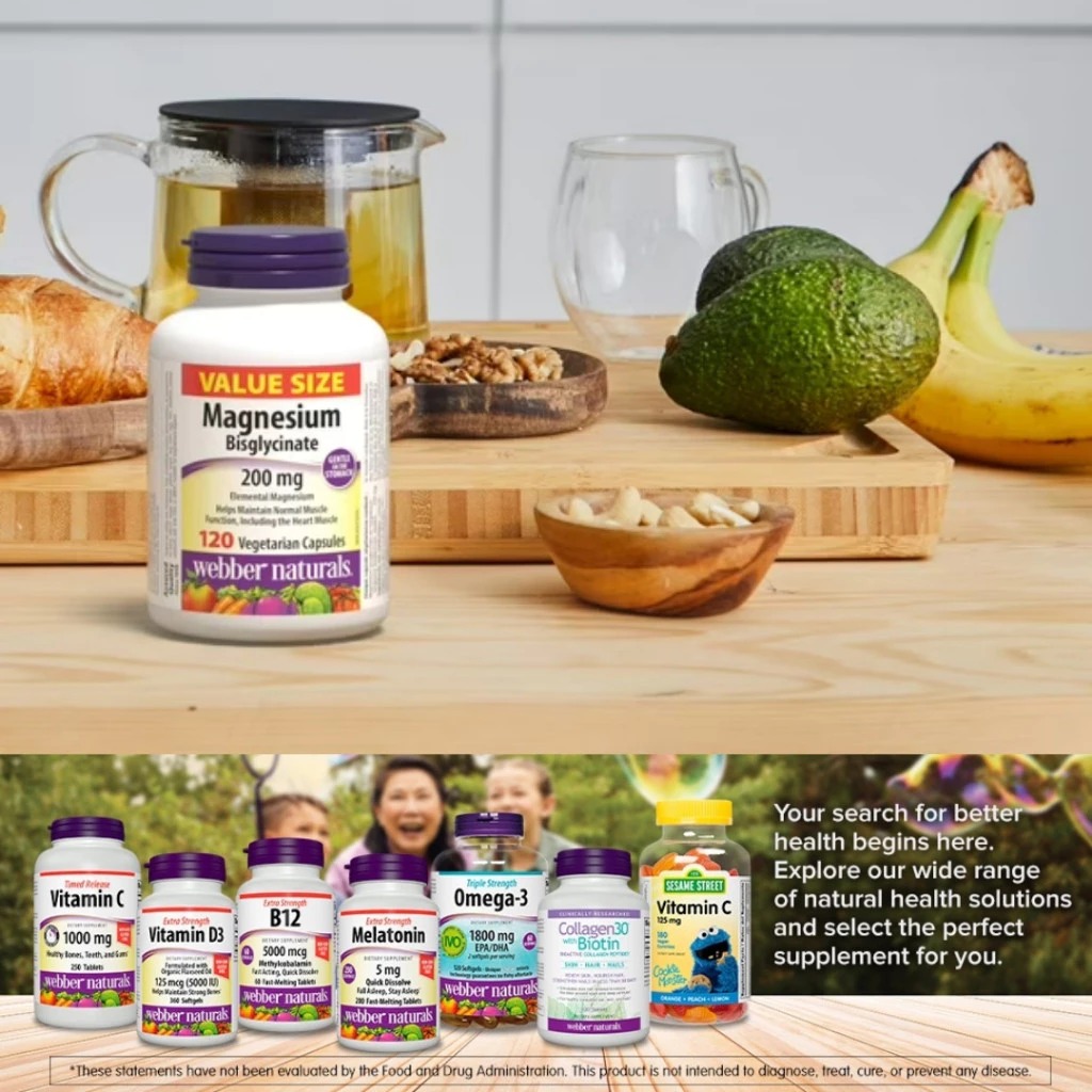 Mô tả Viên uống Magie hỗ trợ sức khoẻ Magnesium Bisglycinate Webber Naturals 200mg 120 viên - 6