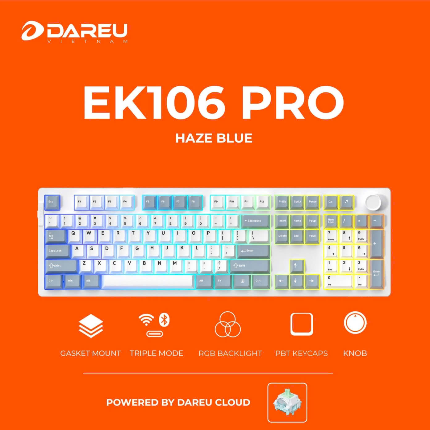 Mô tả Bàn phím cơ Gaming Dareu EK106 Pro (LED RGB / Pin: 4.000mAh / Hotswap ) - 2