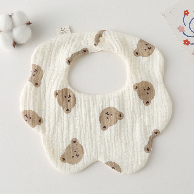 Mô tả Yếm Cổ Tròn Muslin IQKAO Vải Xô 100% Cotton, Thấm Hút Tốt, Thoáng Mát, Có Nút Điều Chỉnh Tiện Lợi Cho Bé - 11