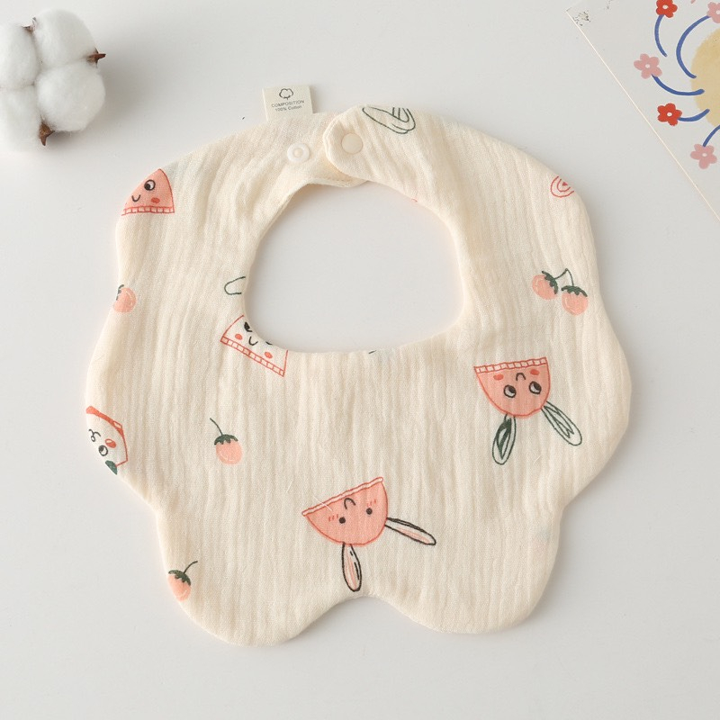 Mô tả Yếm Cổ Tròn Muslin IQKAO Vải Xô 100% Cotton, Thấm Hút Tốt, Thoáng Mát, Có Nút Điều Chỉnh Tiện Lợi Cho Bé - 10