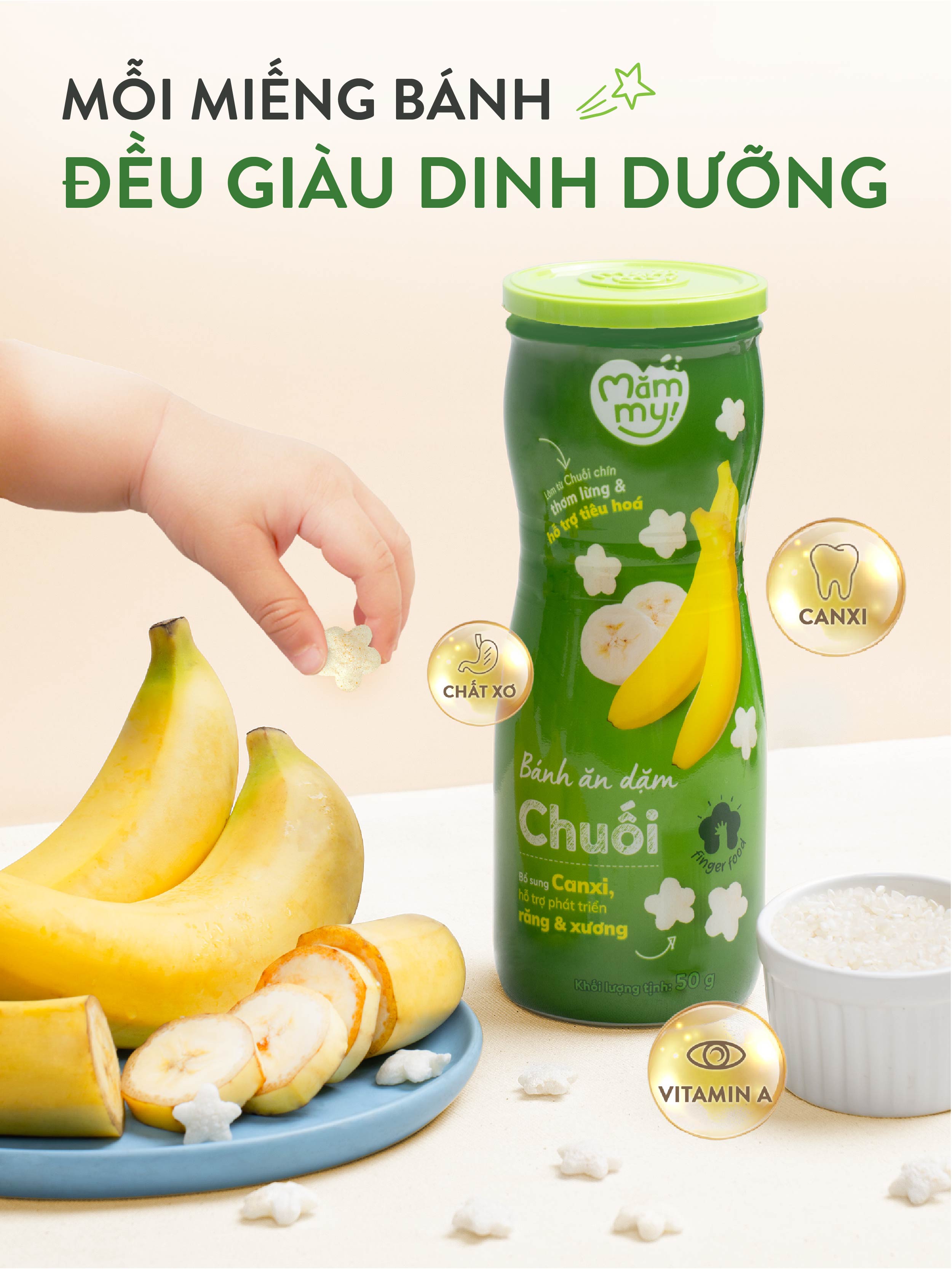 Mô tả Bánh ăn dặm hũ Mămmy vị trái cây và rau củ giúp hỗ trợ tiêu hoá cho bé 6 tháng tuổi, hũ 32-50g - 9