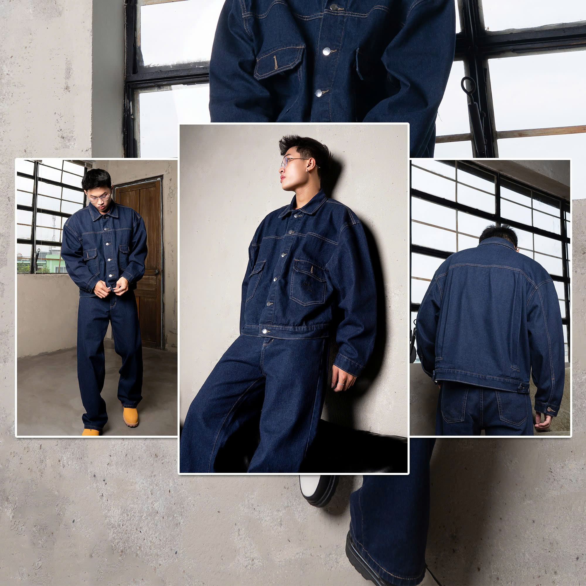 Mô tả Áo khoác jean nam DOL phom Boxy rộng CAPMAN CLUB, áo khoác denim cho nam trẻ trung - 5