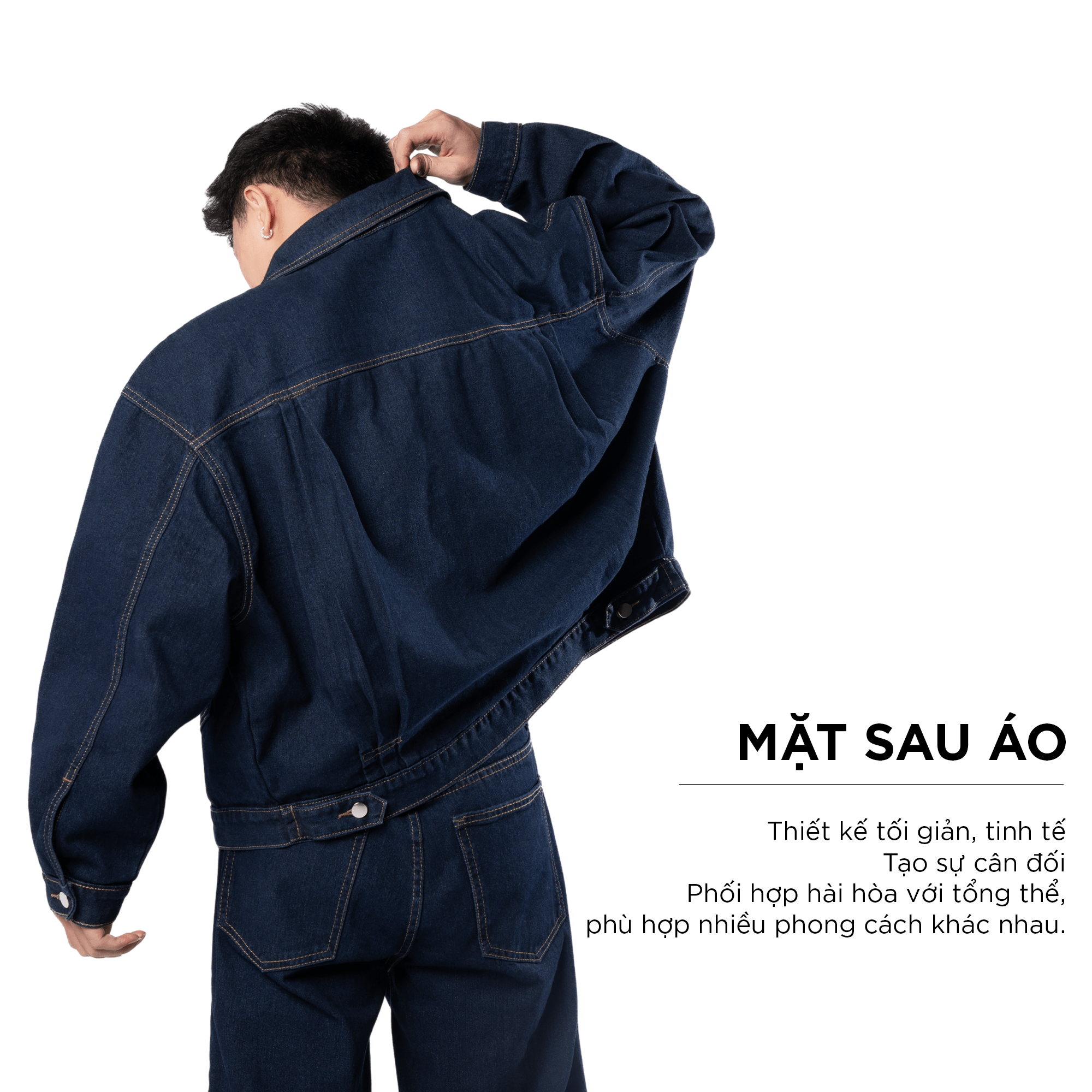 Mô tả Áo khoác jean nam DOL phom Boxy rộng CAPMAN CLUB, áo khoác denim cho nam trẻ trung - 8