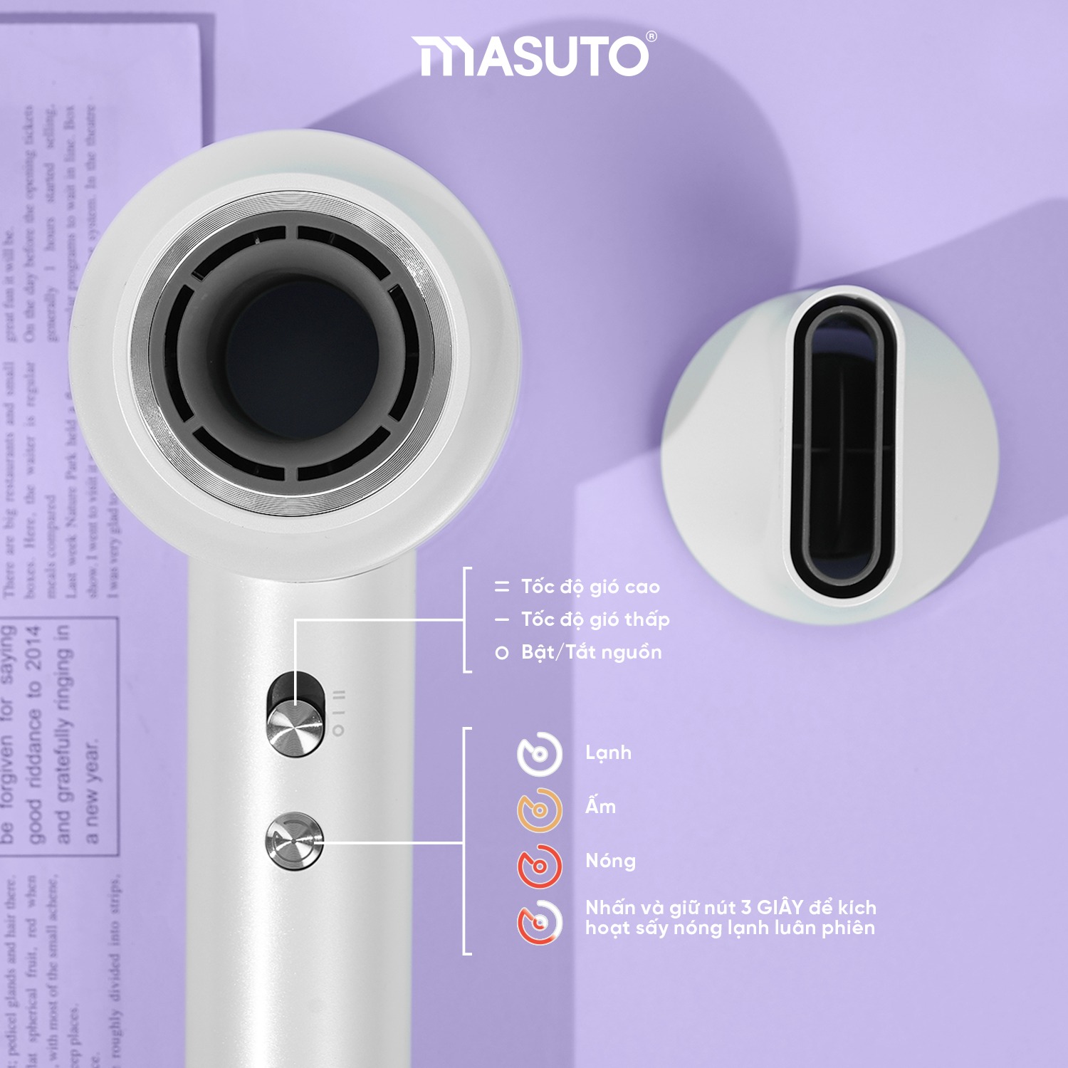 Mô tả Máy sấy tóc ion âm Masuto Skylon 2 chiều nóng lạnh tạo kiểu bảo vệ tóc bảo hành 12 tháng - 2