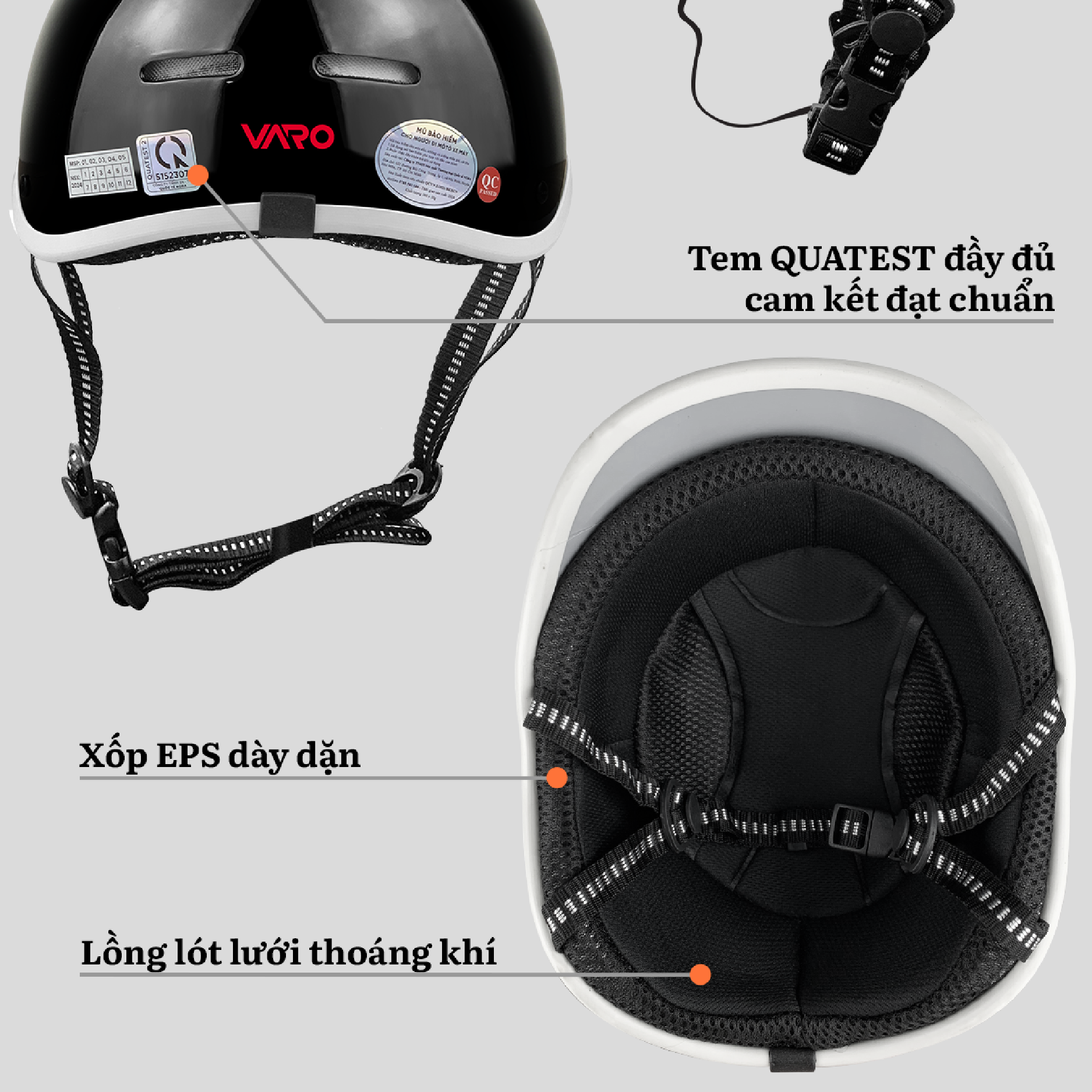 Mô tả Mũ Bảo Hiểm Nửa Đầu VAROHELMET Kiểu Nhật Dáng Cá Heo Freesize Cho Vòng Đầu 54-58cm-Bảo Hành 12 Tháng - 11