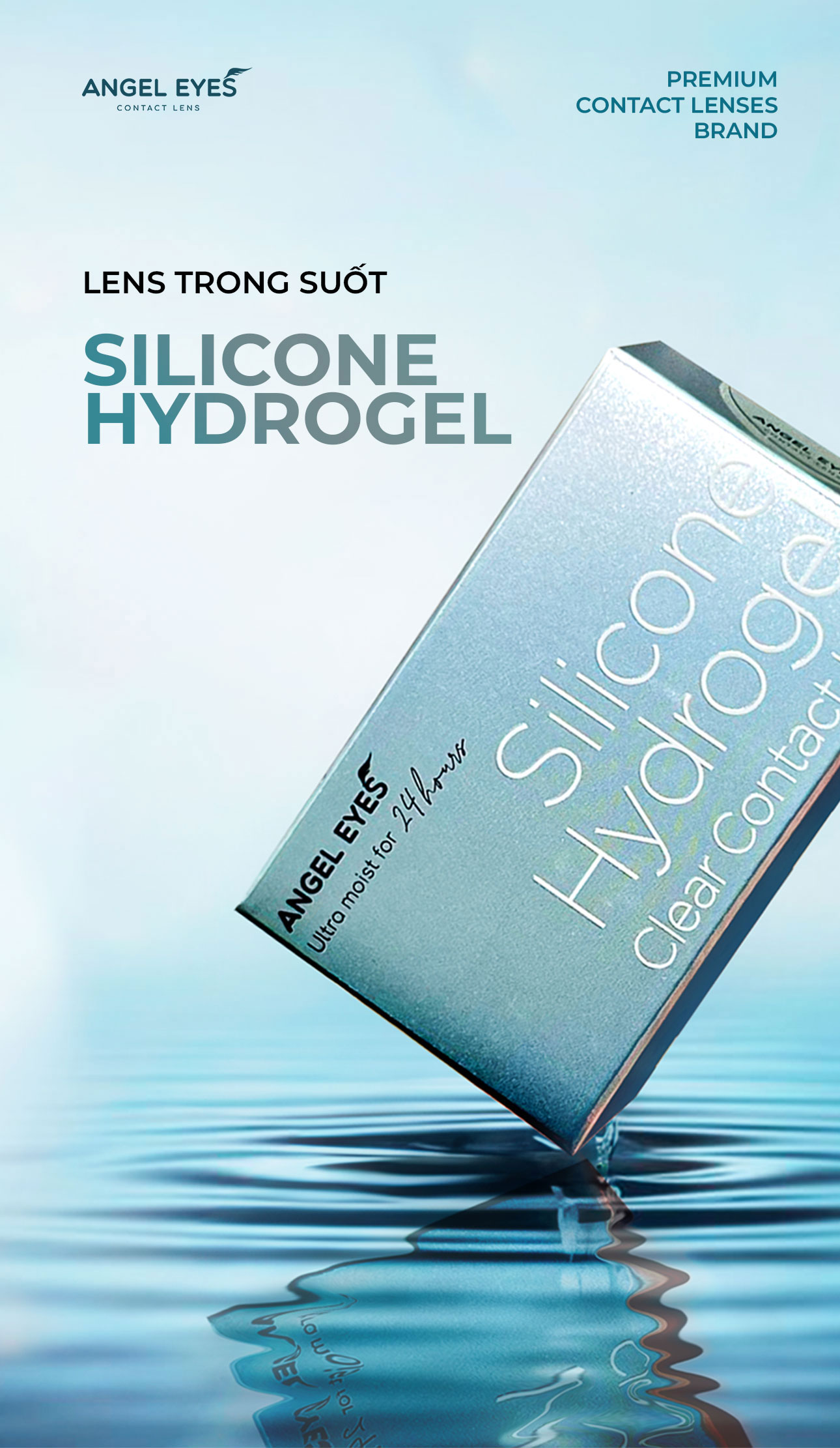 Mô tả Lens trong suốt có độ cận dòng cao cấp chất liệu Silicone Hydrogel - hiệu Angel Eyes độ cận 1 - 15 độ - 1