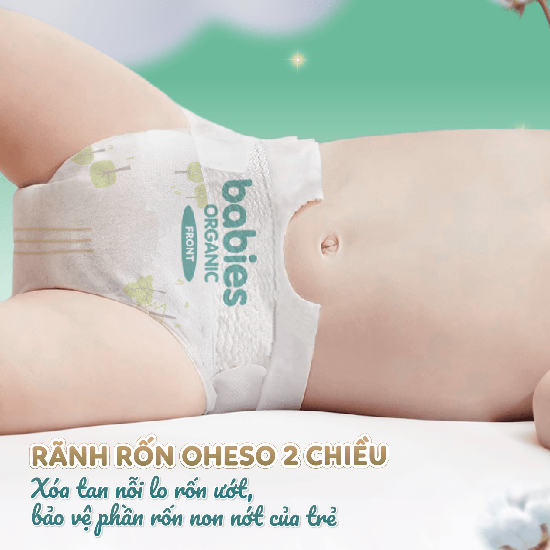 Mô tả Combo 8 Bịch Tã/Bỉm Babies Organic Mỏng Thoáng, Siêu Thấm Hút, Mềm Mịn, Có Đủ Size NB/S/M/L/XL/2XL/3XL - 8