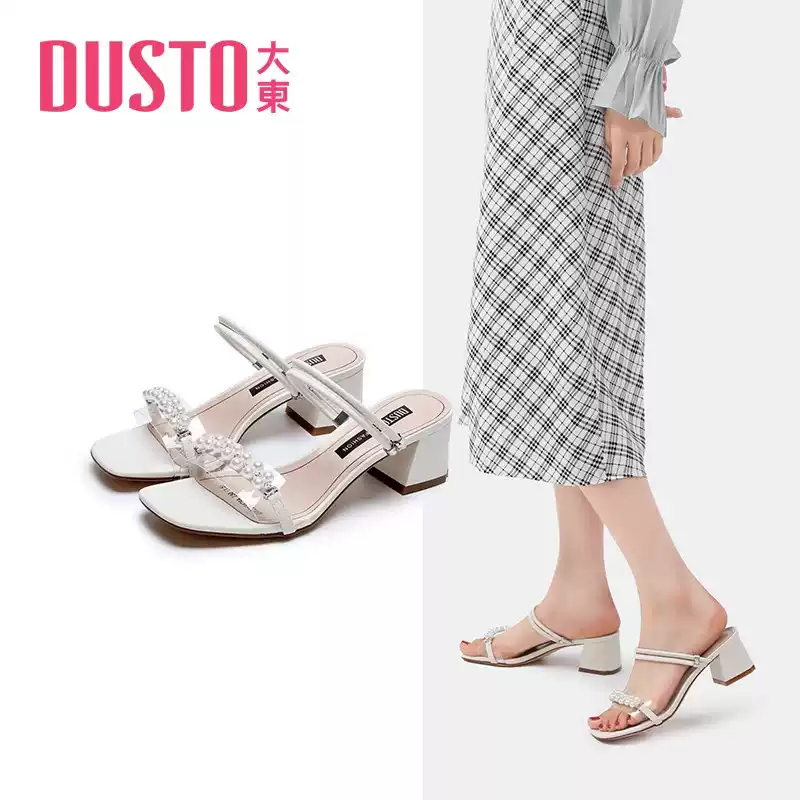Mô tả Giày Cao Gót, Sandal Nữ Hãng Dusto Siêu Xinh Cho Nàng Gót Vuông Cao 5Cm Quai Da Đính Hạt Sang Trọng - 4