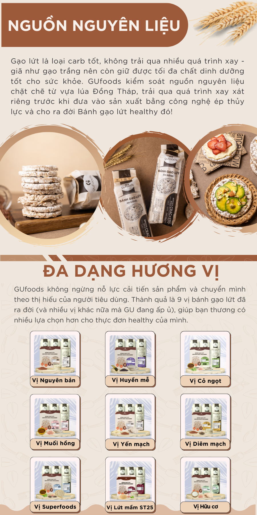 Mô tả Bánh gạo lứt GUfoods vị Nguyên bản GUfoods - Không chiên dầu, Không đường, Eat clean, Healthy, Tập gym (170g/300g/510g) - 3