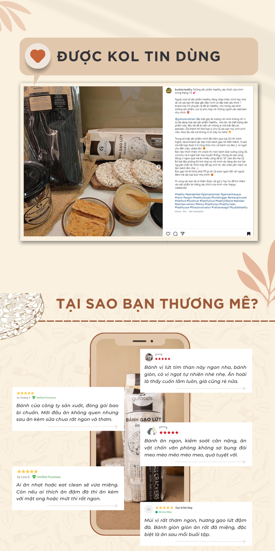 Mô tả Bánh gạo lứt GUfoods vị Nguyên bản GUfoods - Không chiên dầu, Không đường, Eat clean, Healthy, Tập gym (170g/300g/510g) - 7