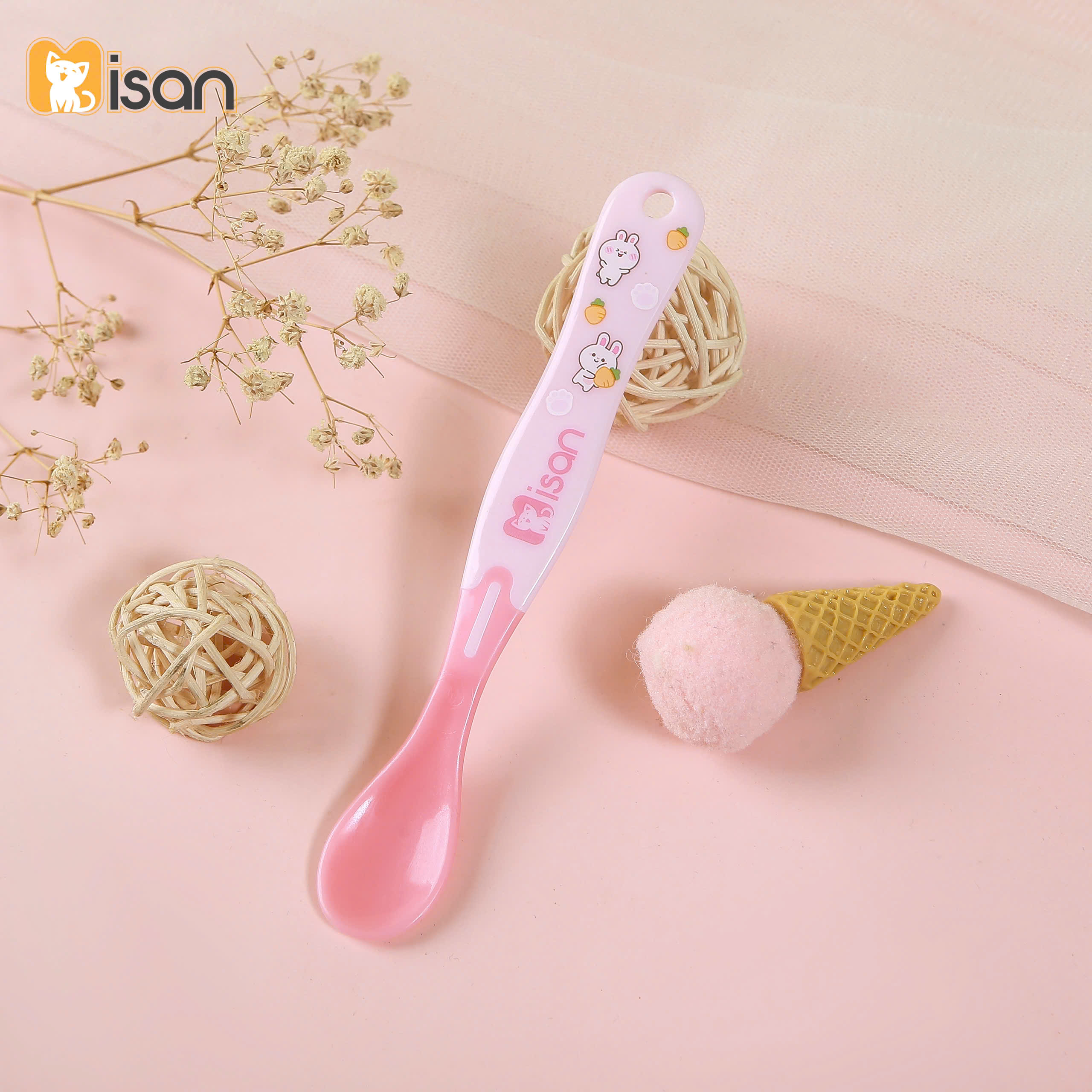 Thìa Mềm Báo Nóng Silicon Cao Cấp Misan KidsWorld - Gờ chống bẩn