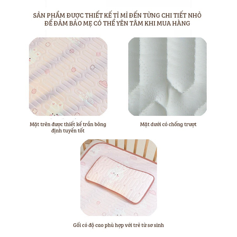 Mô tả Bộ Chiếu Điều Hòa Kèm Gối Tencel MONONA Cao Cấp, Thoáng Mát, Êm Ái An Toàn Cho Da Bé 60x120cm IQKao - 3