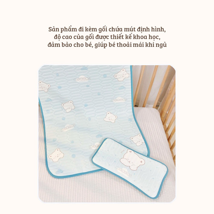 Mô tả Bộ Chiếu Điều Hòa Kèm Gối Tencel MONONA Cao Cấp, Thoáng Mát, Êm Ái An Toàn Cho Da Bé 60x120cm IQKao - 4