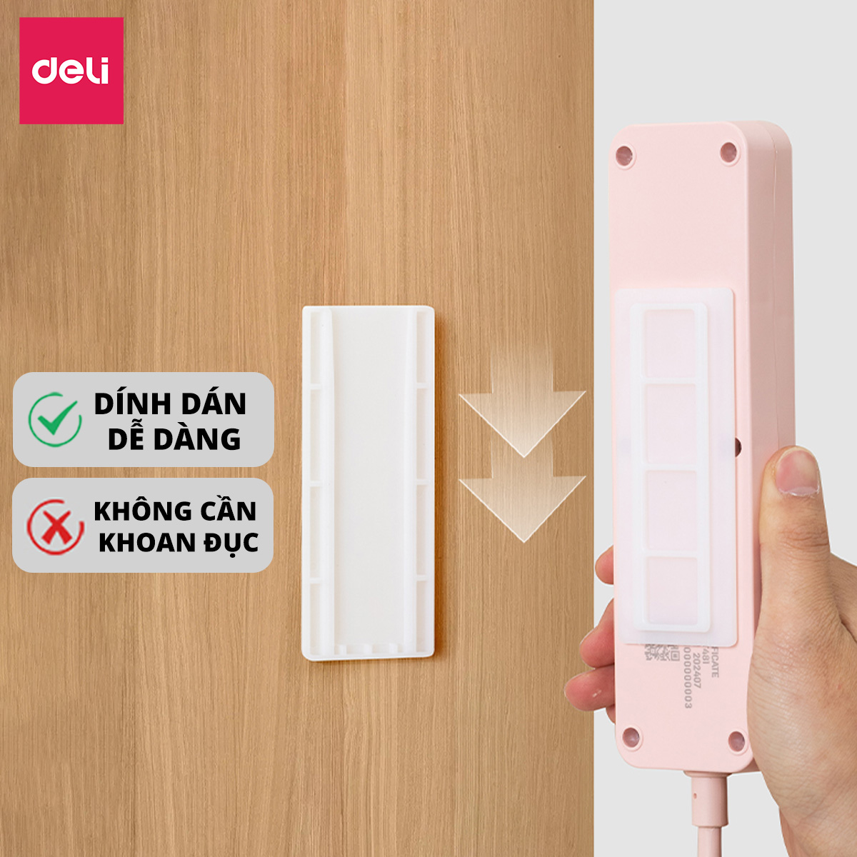 Mô tả Miếng Dán Tường Treo Ổ Điện Siêu Chắc Deli, Dán Ổ Điện Trang Trí Đa Năng Giúp Tiết Kiệm Không Gian - 2