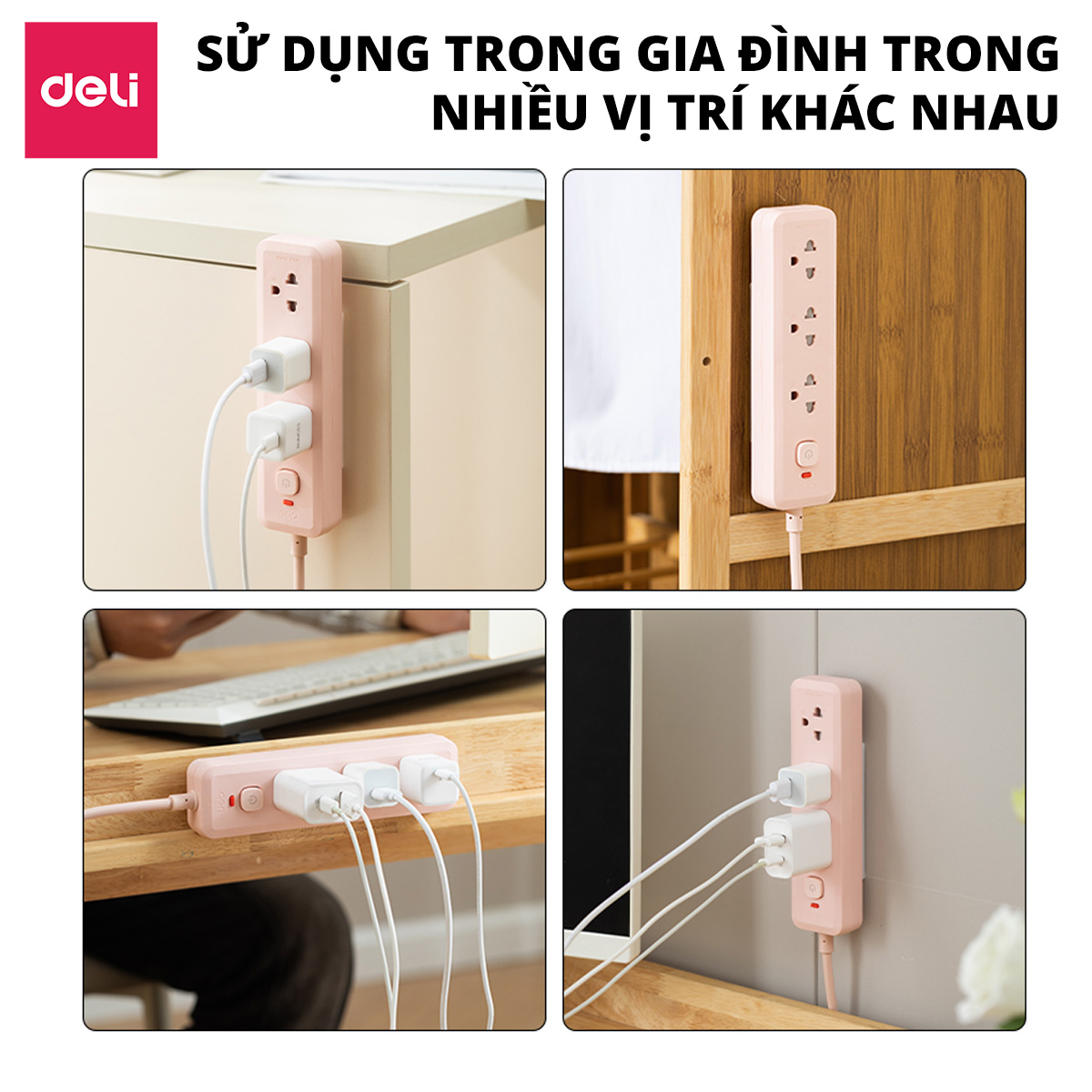 Mô tả Miếng Dán Tường Treo Ổ Điện Siêu Chắc Deli, Dán Ổ Điện Trang Trí Đa Năng Giúp Tiết Kiệm Không Gian - 4