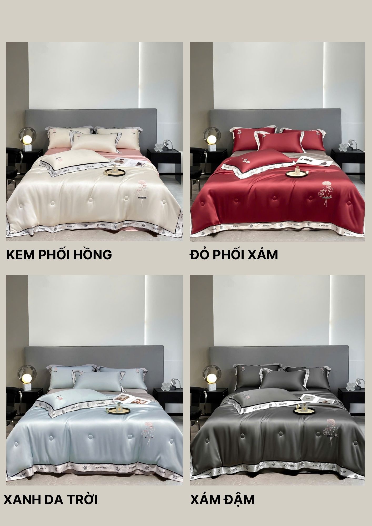 Mô tả Bộ drap giường He thong NEM cao cấp Set bộ vỏ chăn ga ra gối nệm đệm 5 món lụa thái trải phủ giường mùa hè mát lạnh - 2