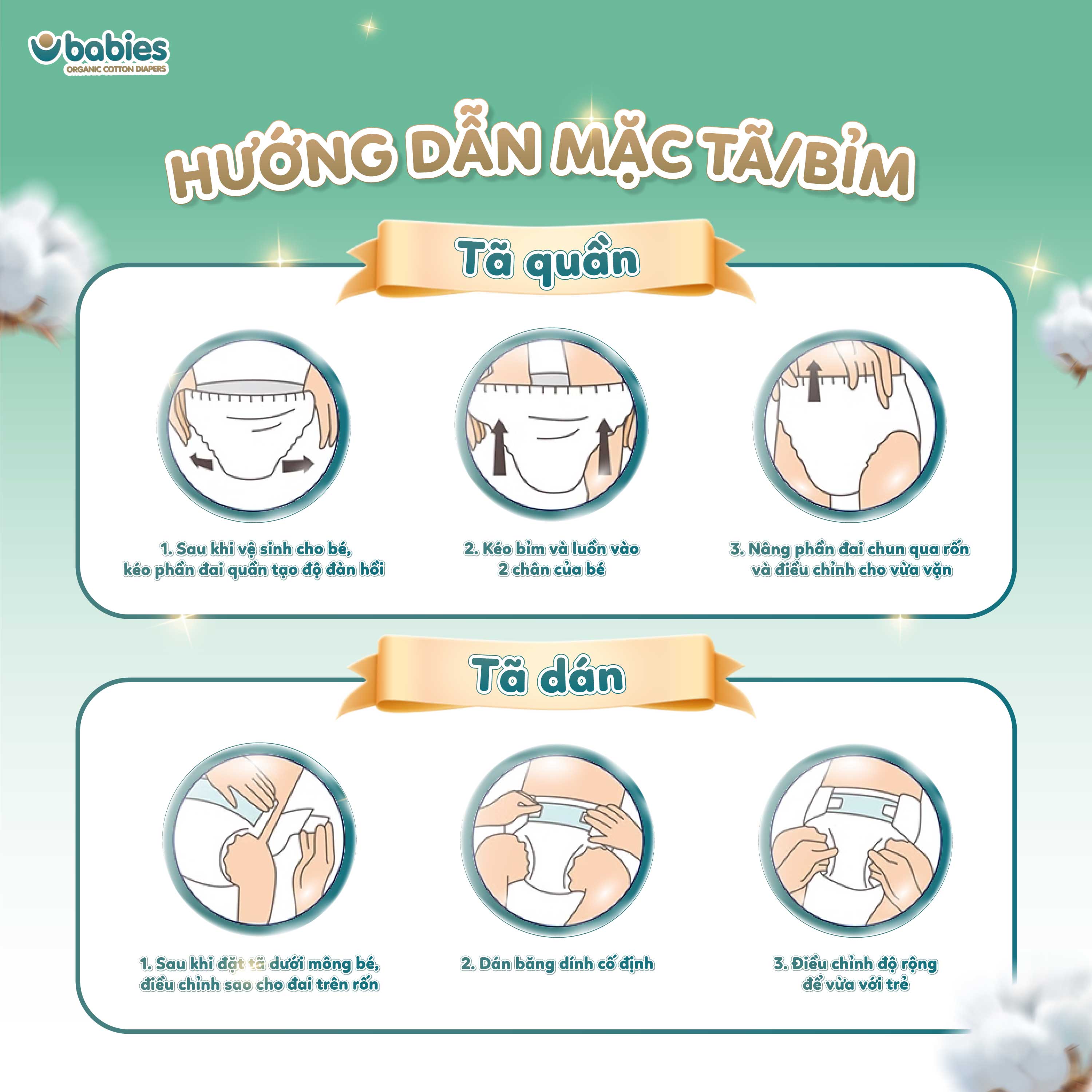 Mô tả Tã Bỉm Babies Organic Mỏng Thoáng, Siêu Thấm Hút, Đầy Đủ Size NB/S/M/L/XL/2XL/3XL - 12