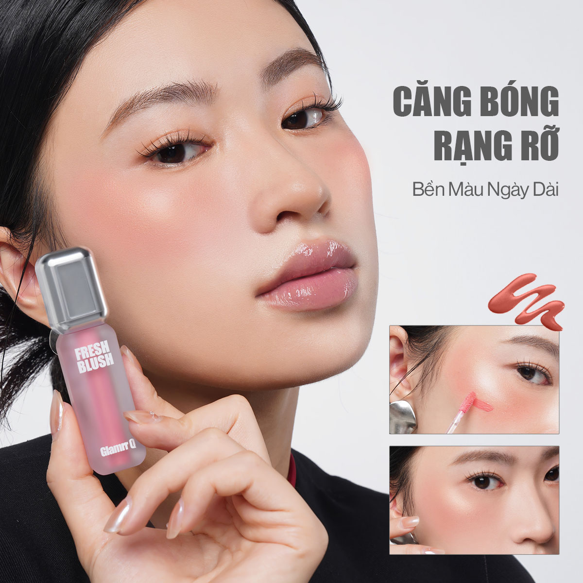 Mô tả Má Hồng Kem Căng Bóng Glamrr Q Glow Lasting Fresh Blush 3.8g - 4