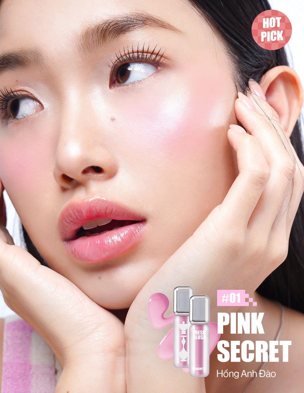 Mô tả Má Hồng Kem Căng Bóng Glamrr Q Glow Lasting Fresh Blush 3.8g - 5
