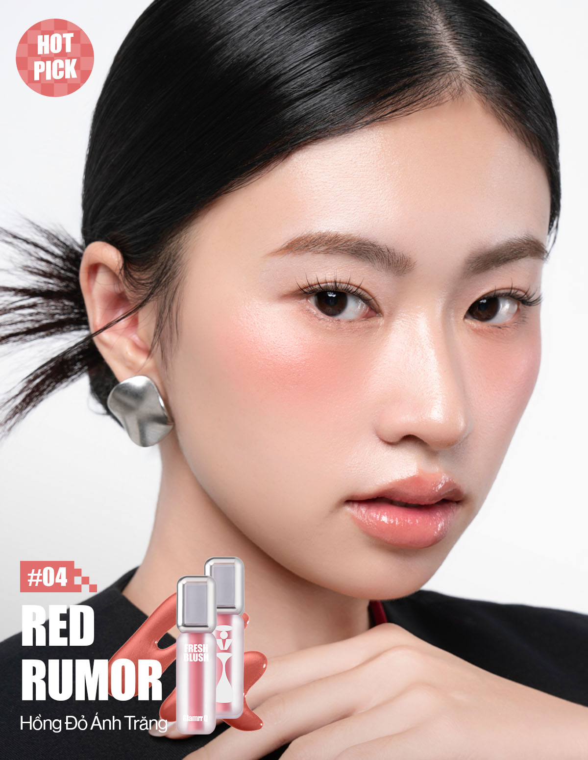 Mô tả Má Hồng Kem Căng Bóng Glamrr Q Glow Lasting Fresh Blush 3.8g - 8